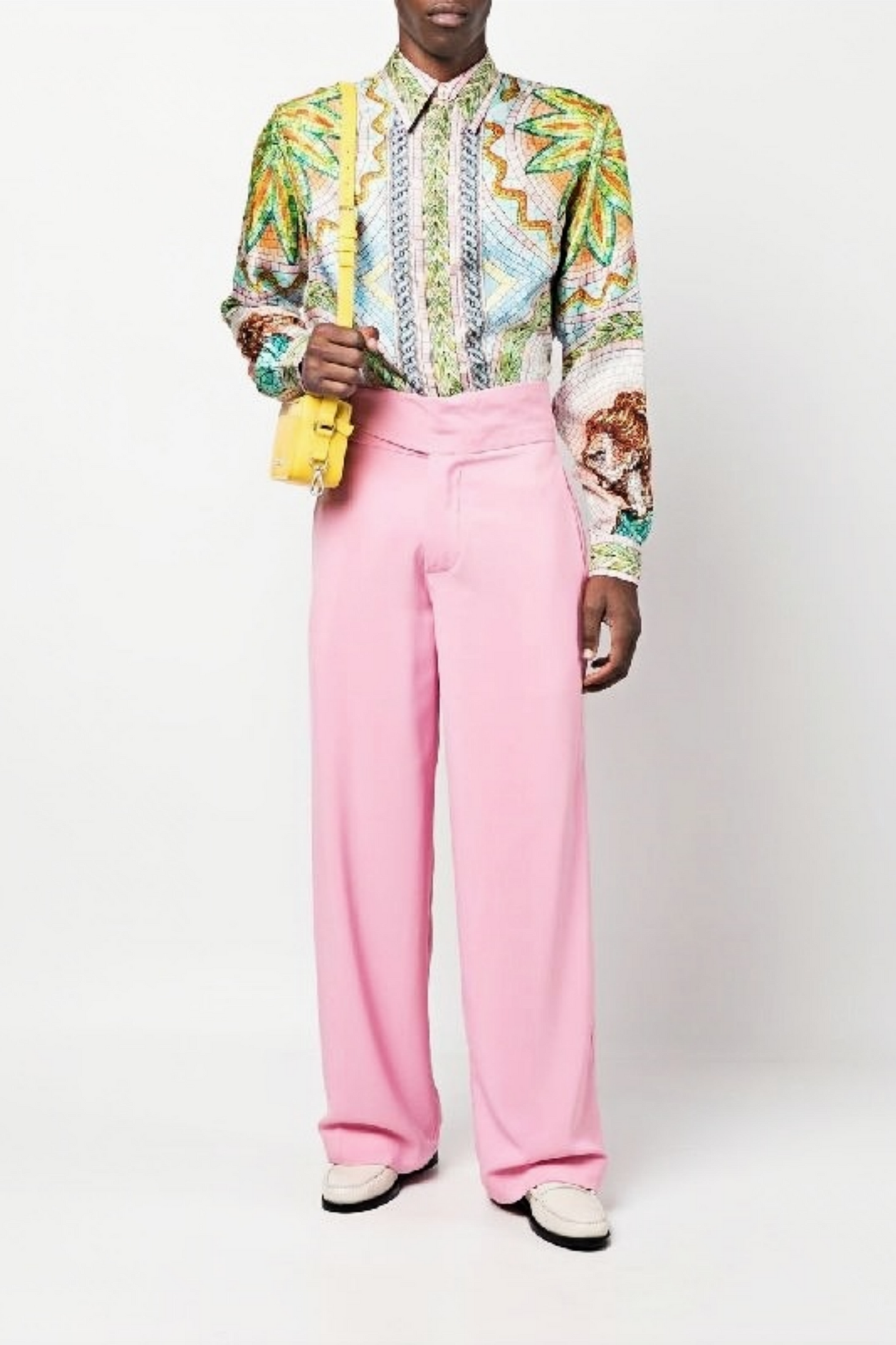 Edmond blue multicolor mosaic print long-sleeve shirt