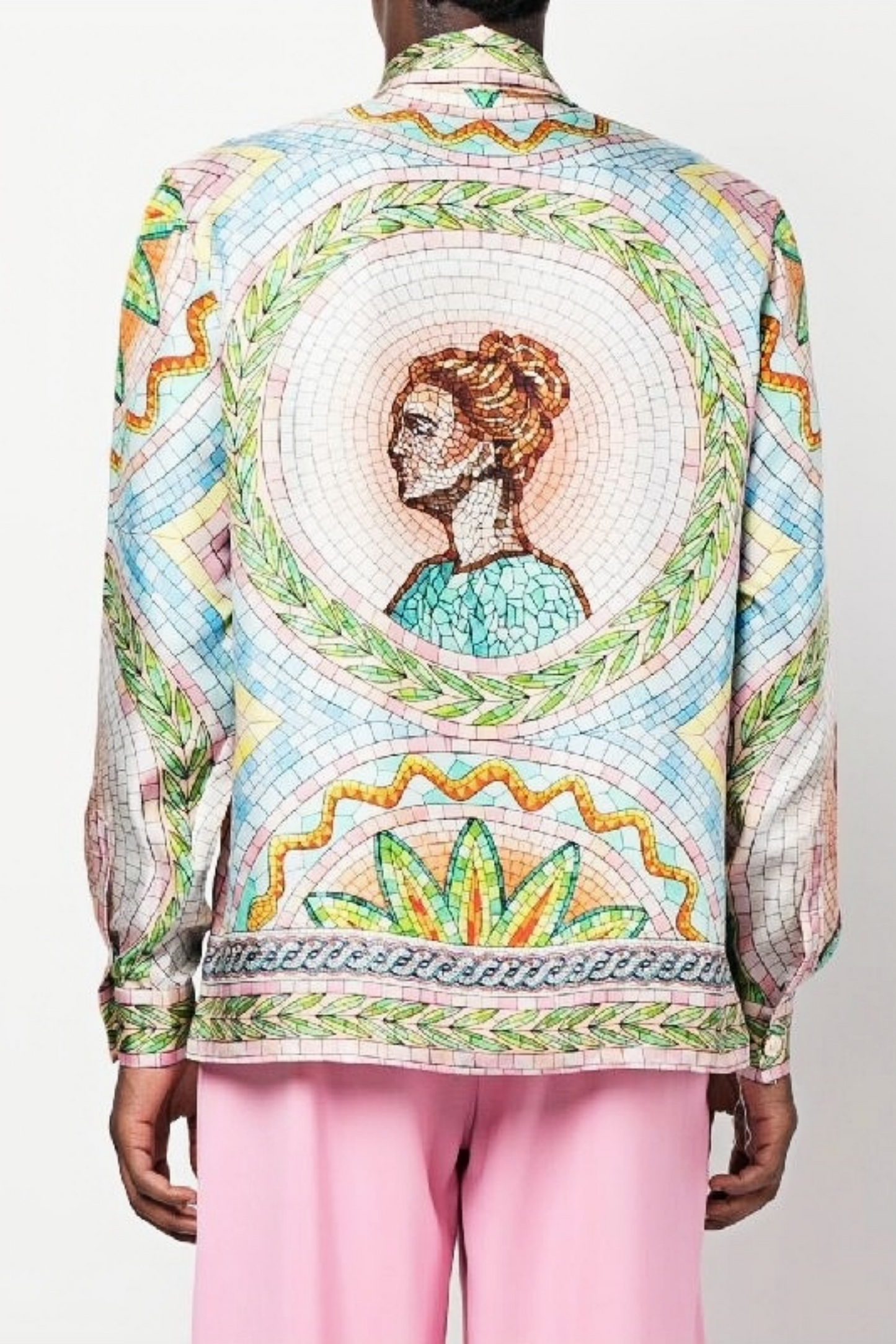 Edmond blue multicolor mosaic print long-sleeve shirt