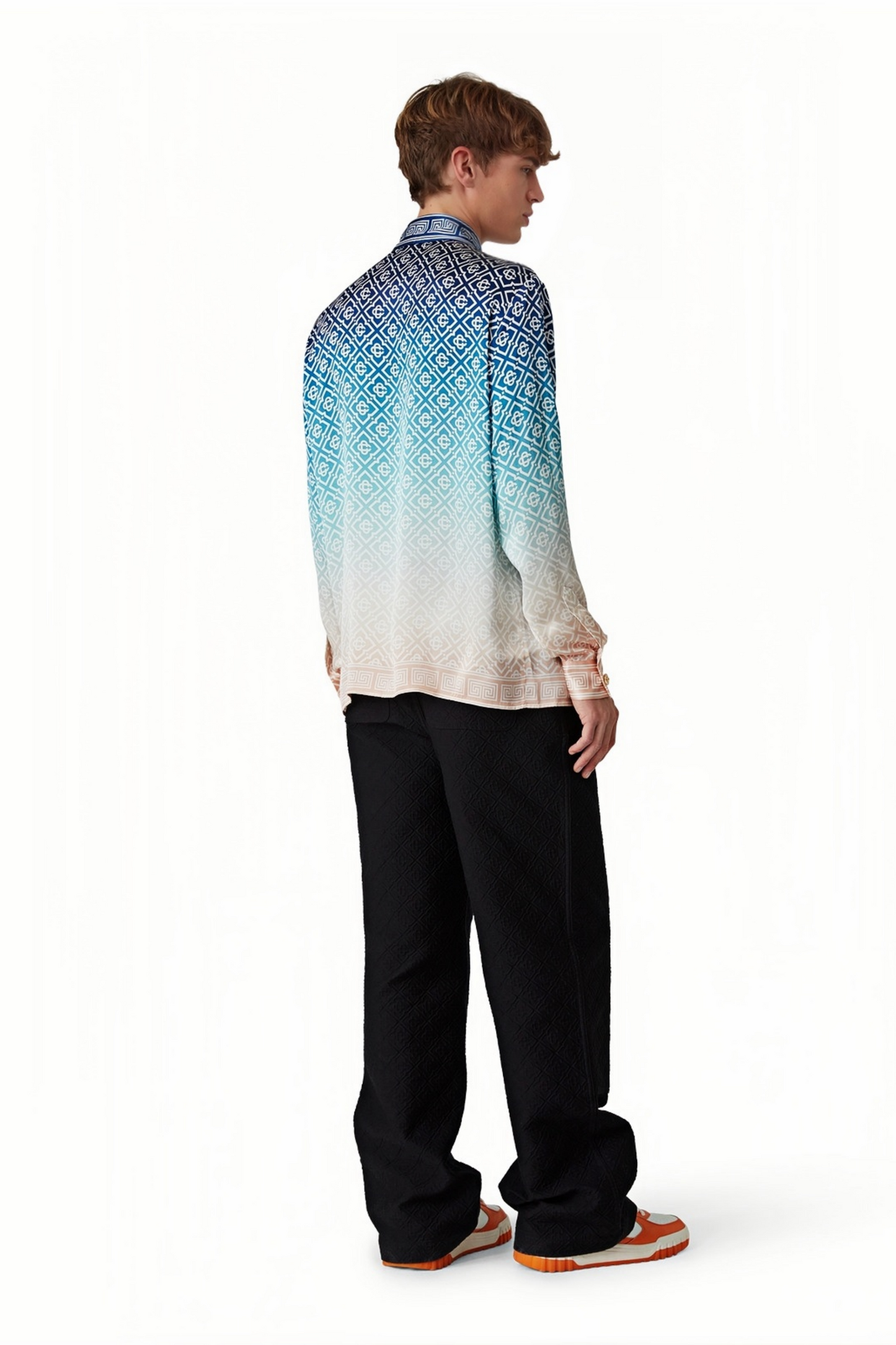 Charlie blue geometric pattern long-sleeve shirt