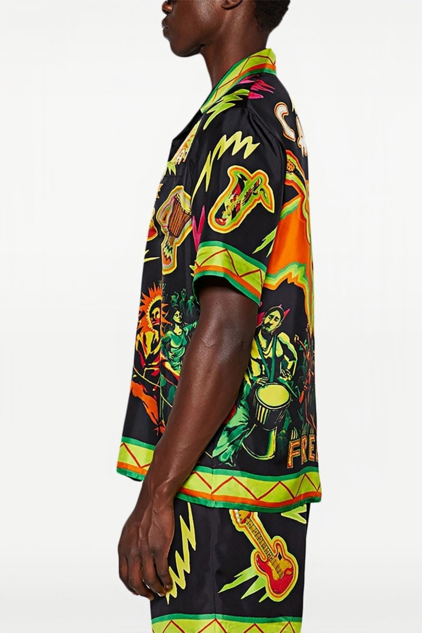 Caleb black music print short-sleeve shirt