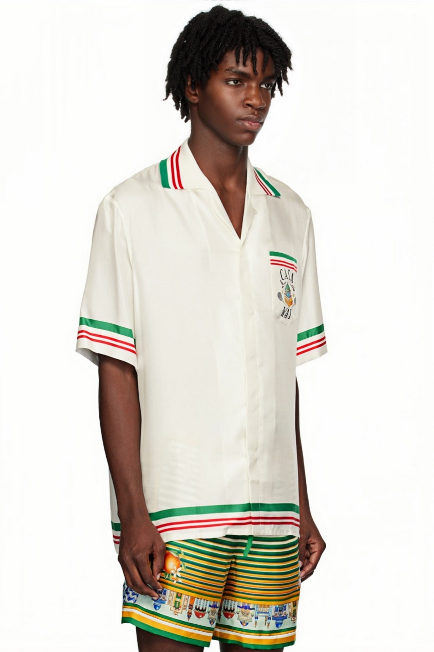 Théo white striped varsity short-sleeve shirt
