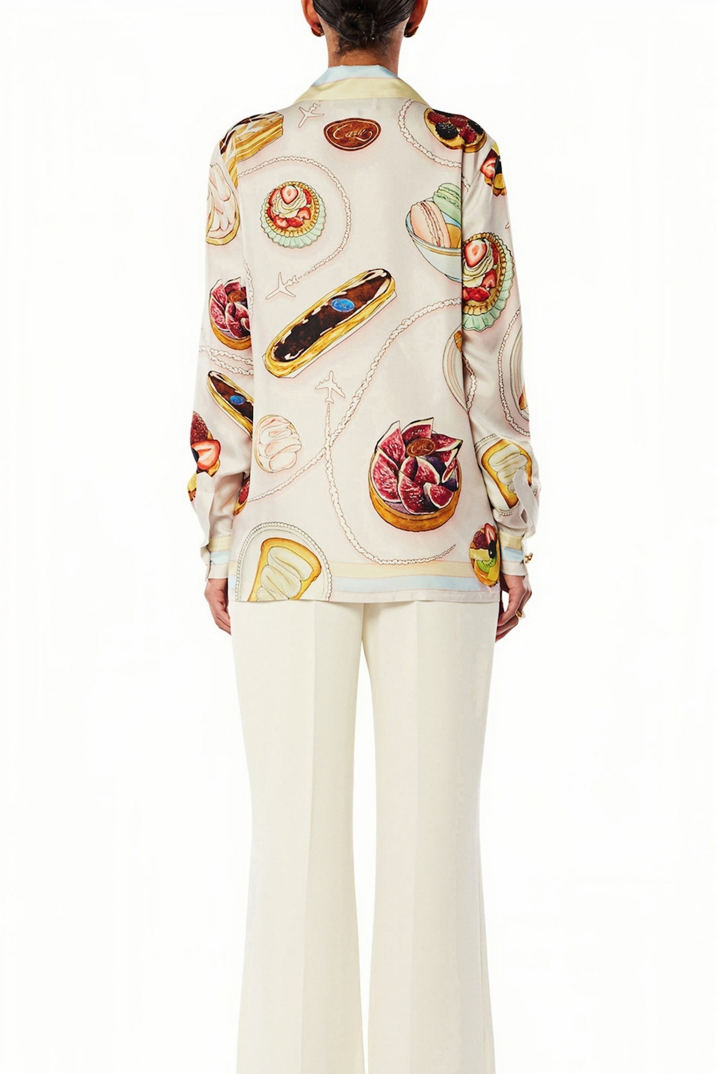 Léon white pastry print long-sleeve shirt