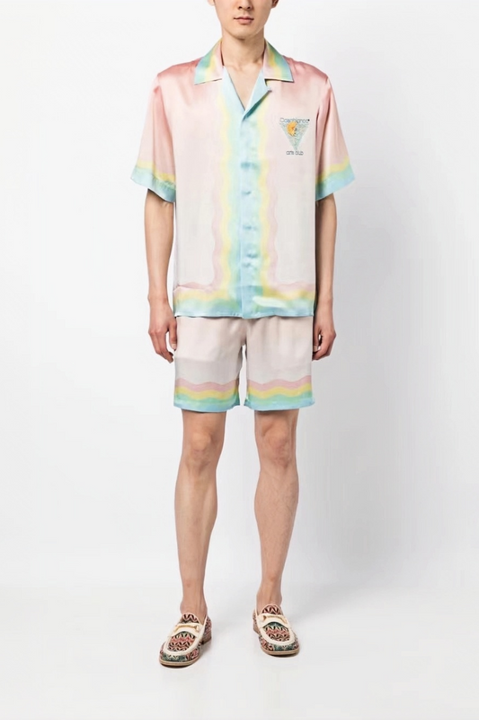 Étienne pink pastel gradient mermaid print short-sleeve shirt