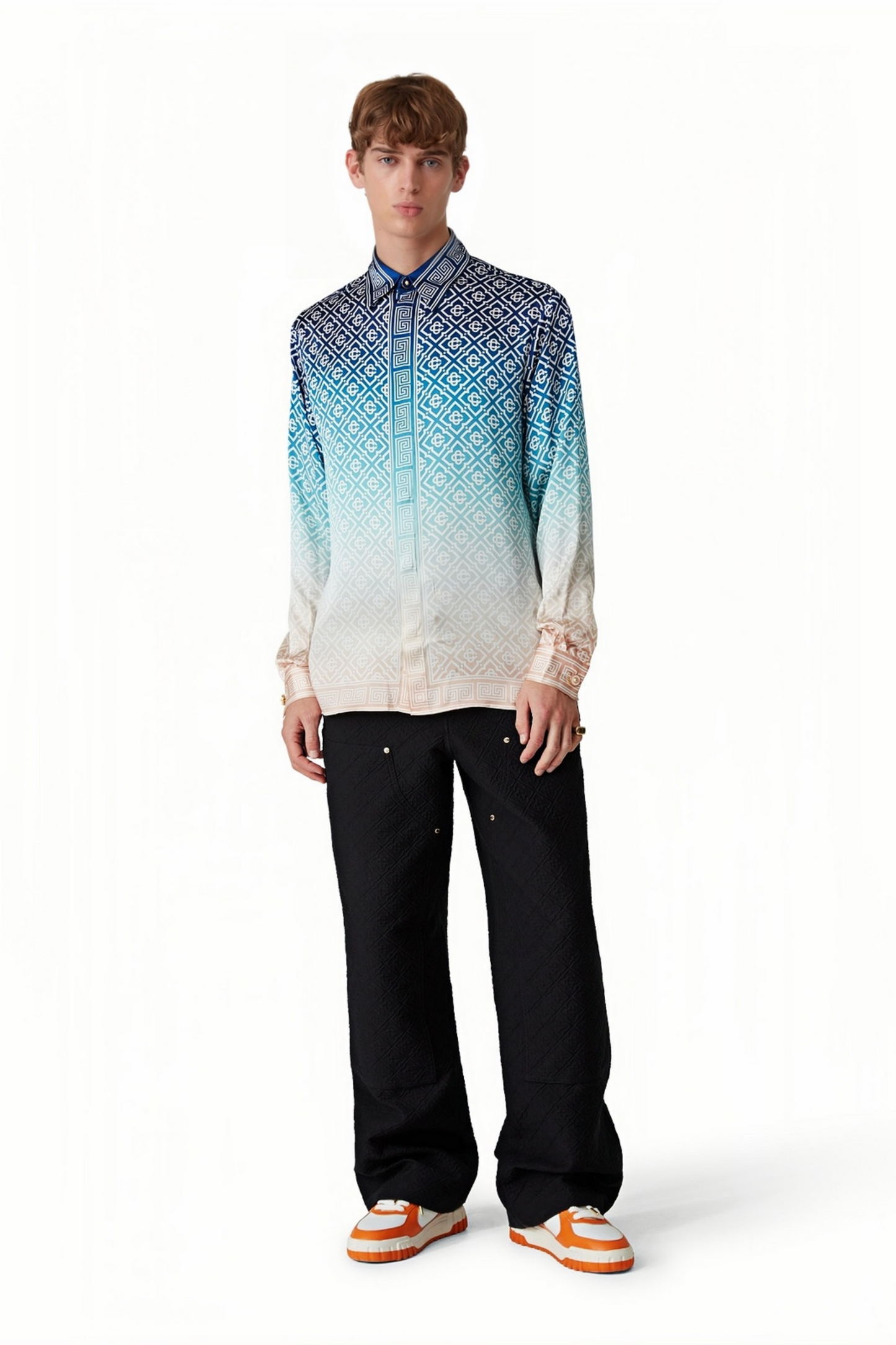 Charlie blue geometric pattern long-sleeve shirt