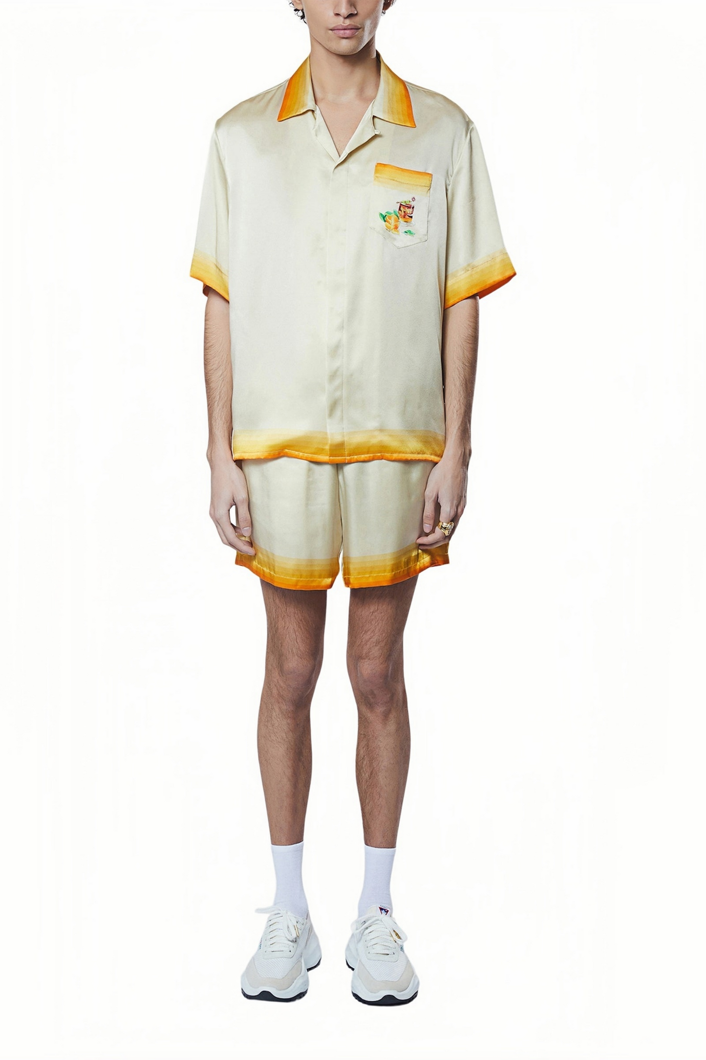 James white sunset and airplane print shirt