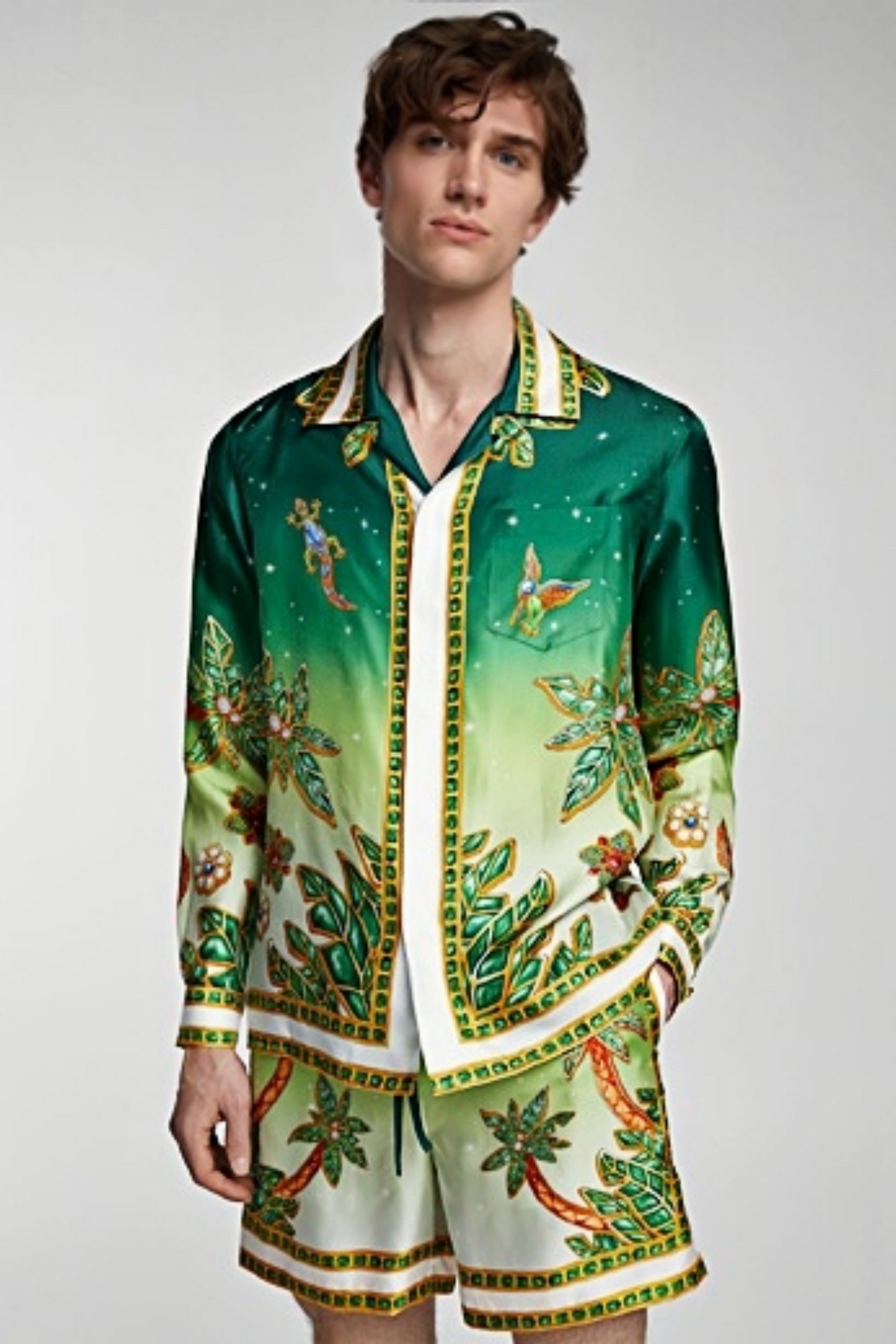 Jacob  green gradient print long-sleeve shirt