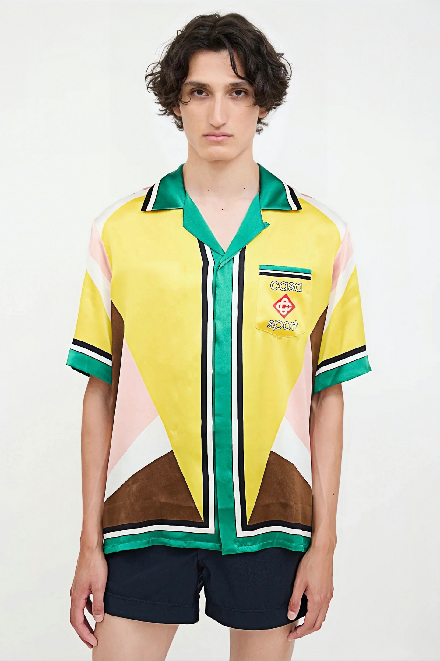 Sam yellow geometric print short-sleeve shirt