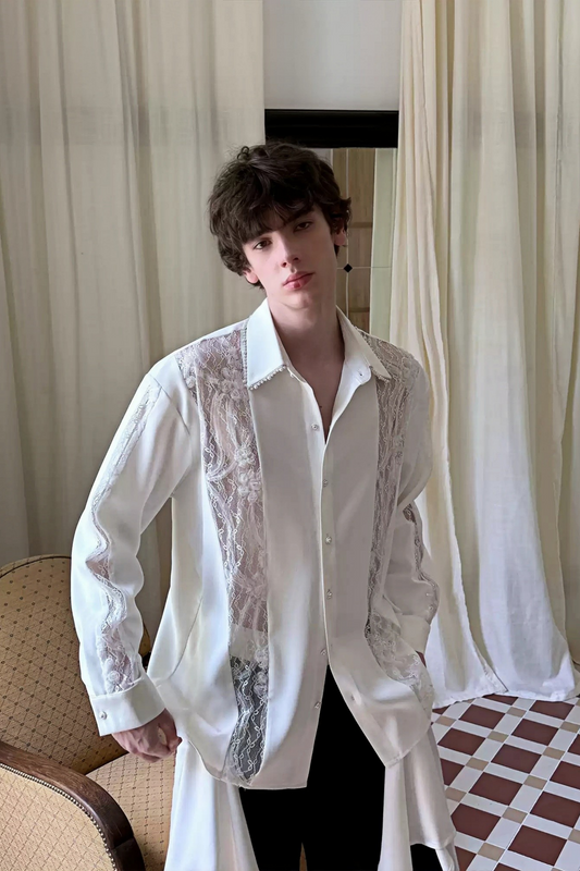 Noah White Floral Semi-sheer Shirt