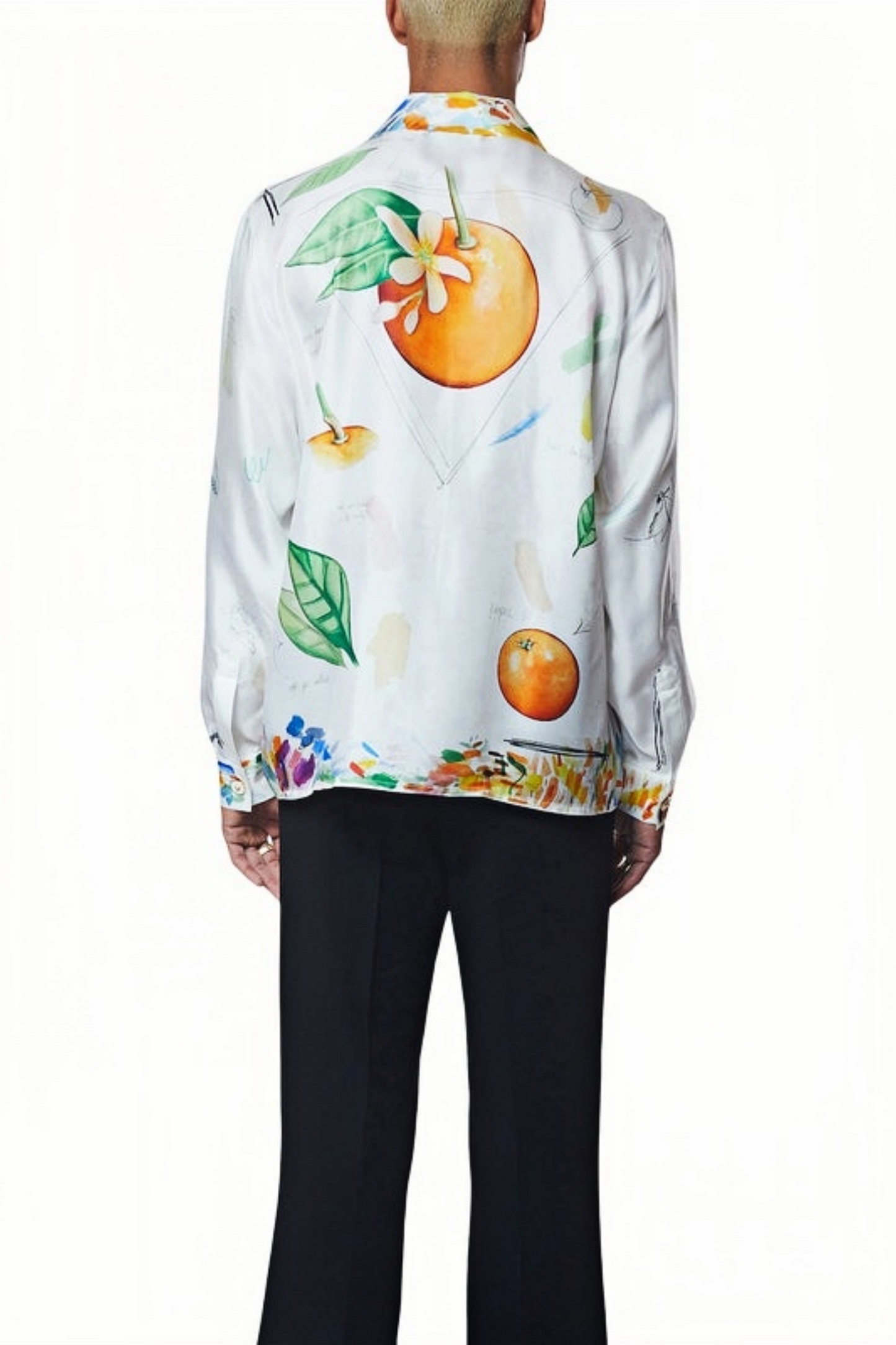 Romain white tropical fruit long-sleeve shirt