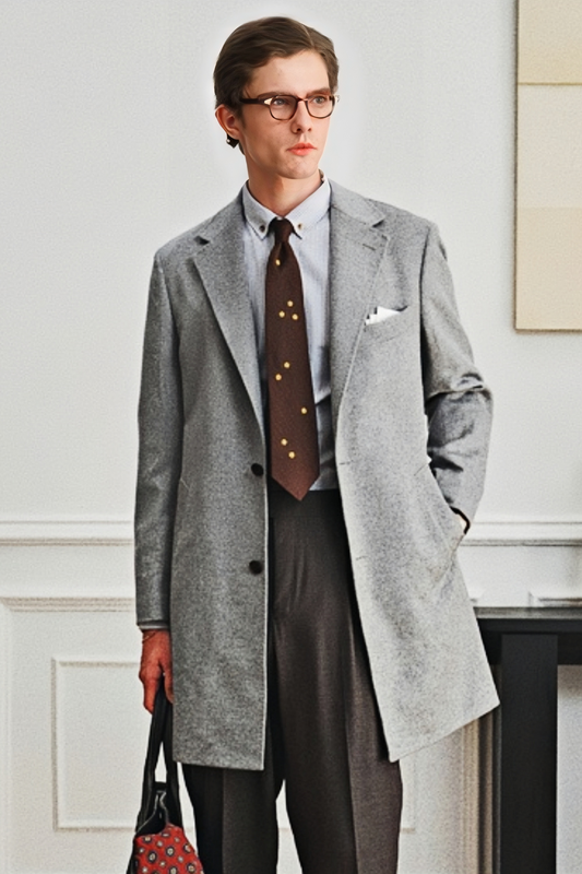 Raphaël light-gray midi coat