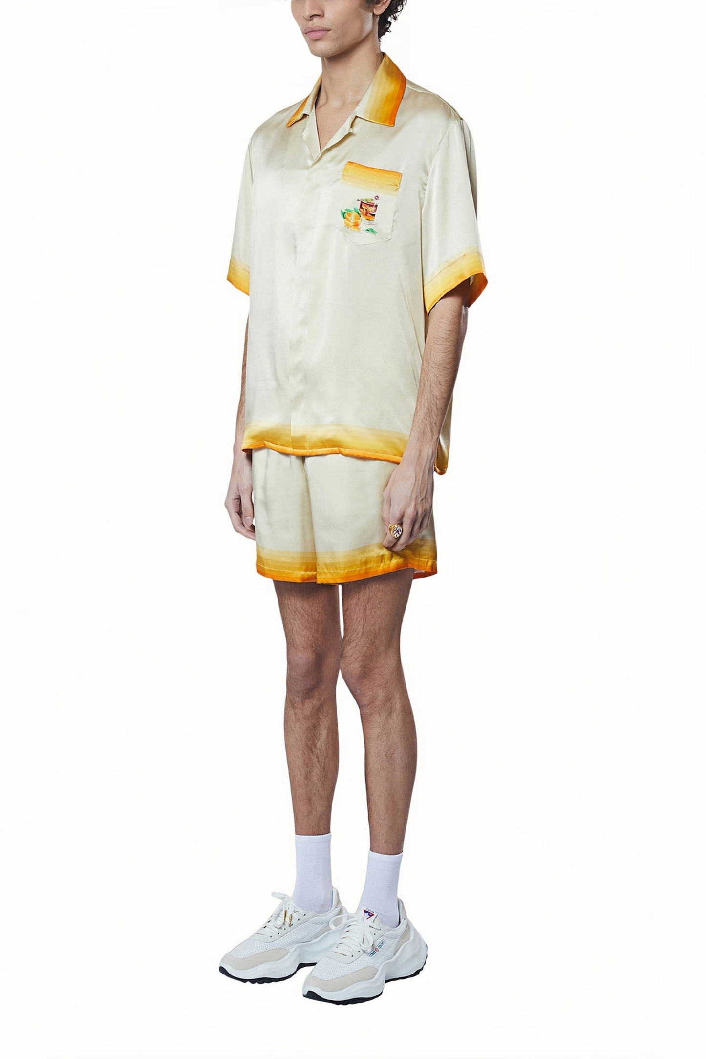 James white sunset and airplane print shirt