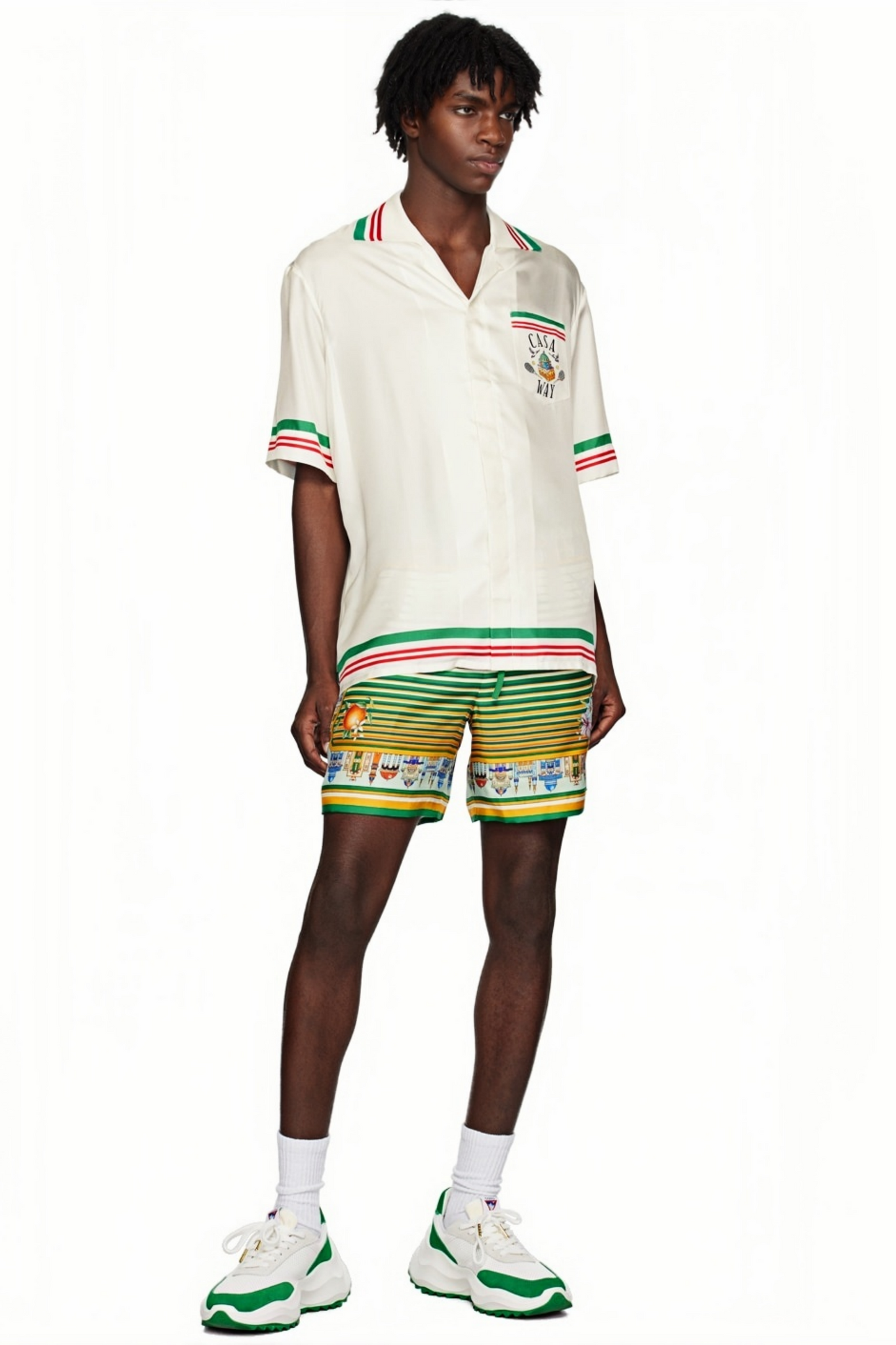 Théo white striped varsity short-sleeve shirt