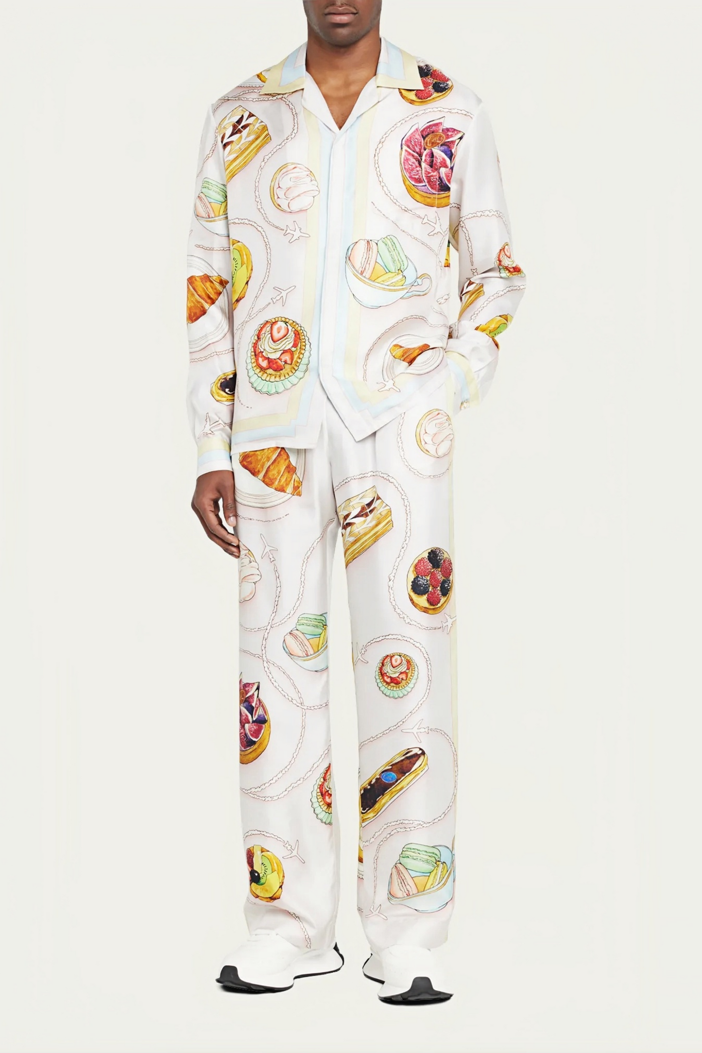 Léon white pastry print long-sleeve shirt