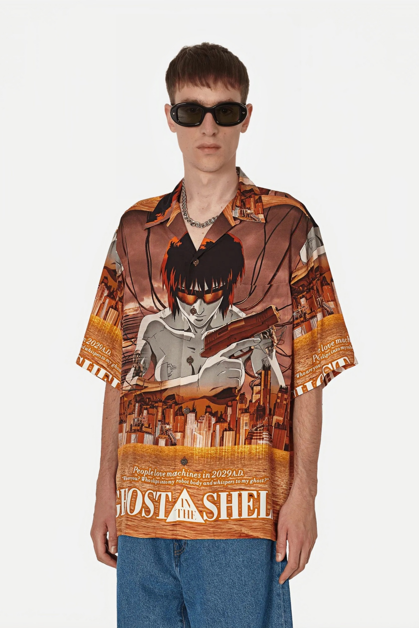 Irénée brown cyberpunk graphic short-sleeve shirt