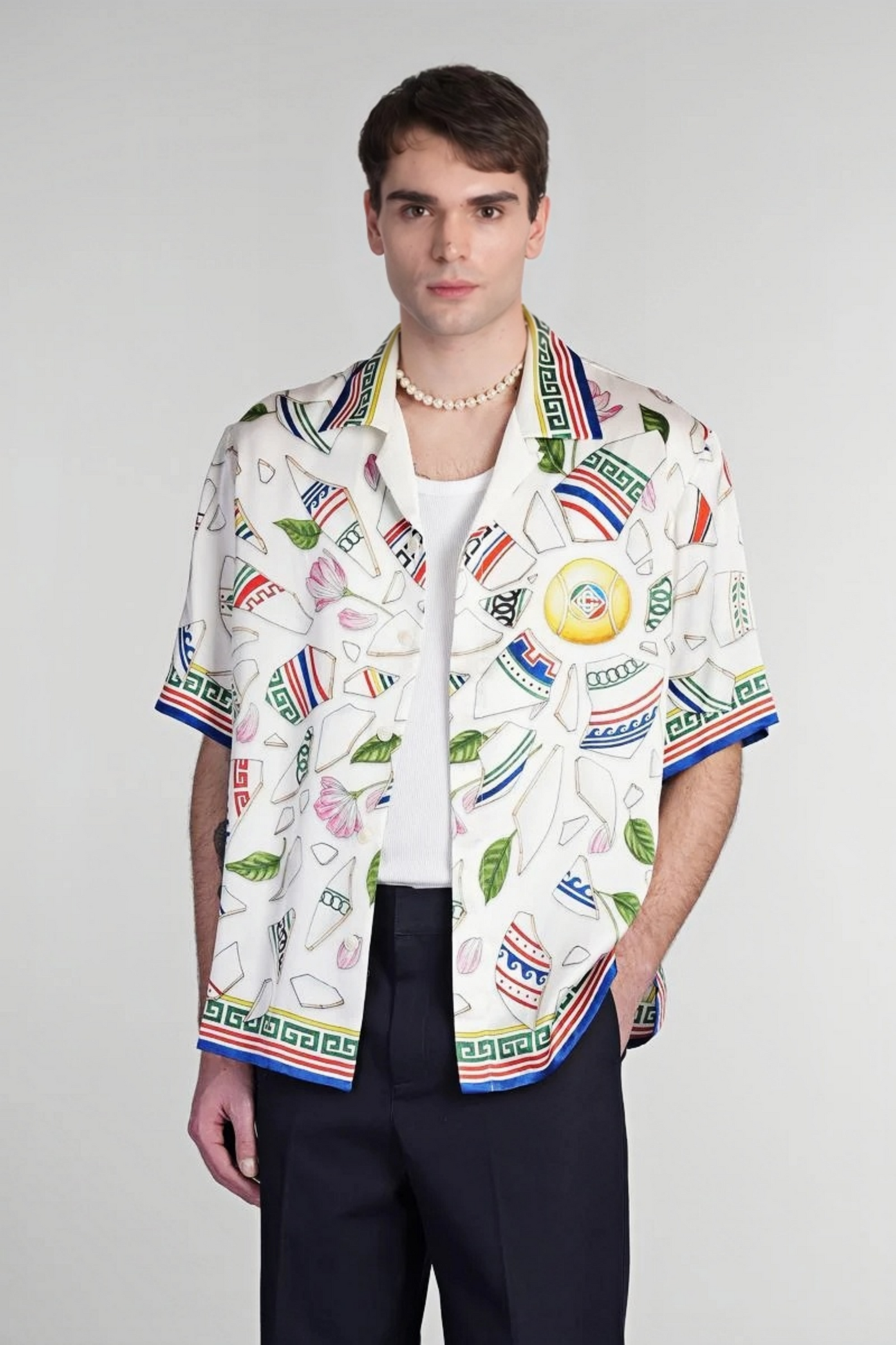 Daniel white floral print short-sleeve shirt