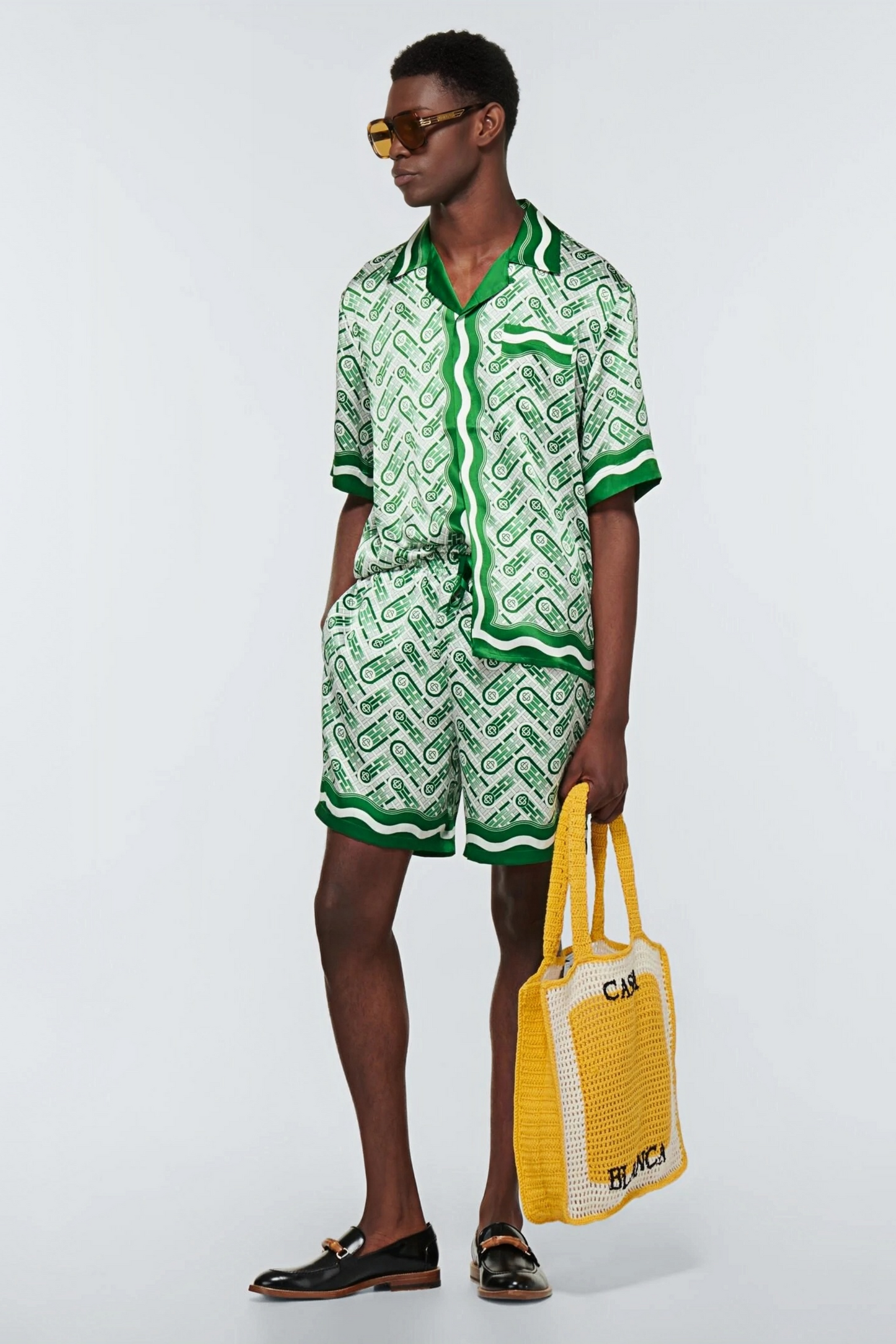 Charles green wave print short-sleeve shirt