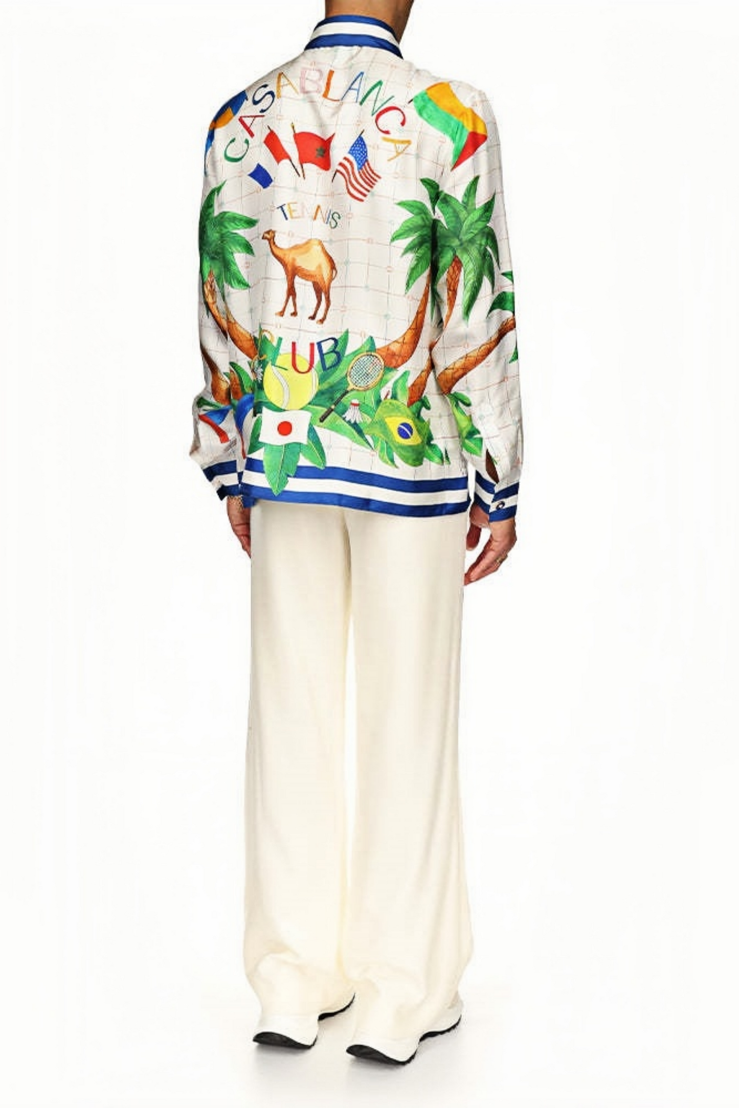 Reuben white palm long-sleeve shirt