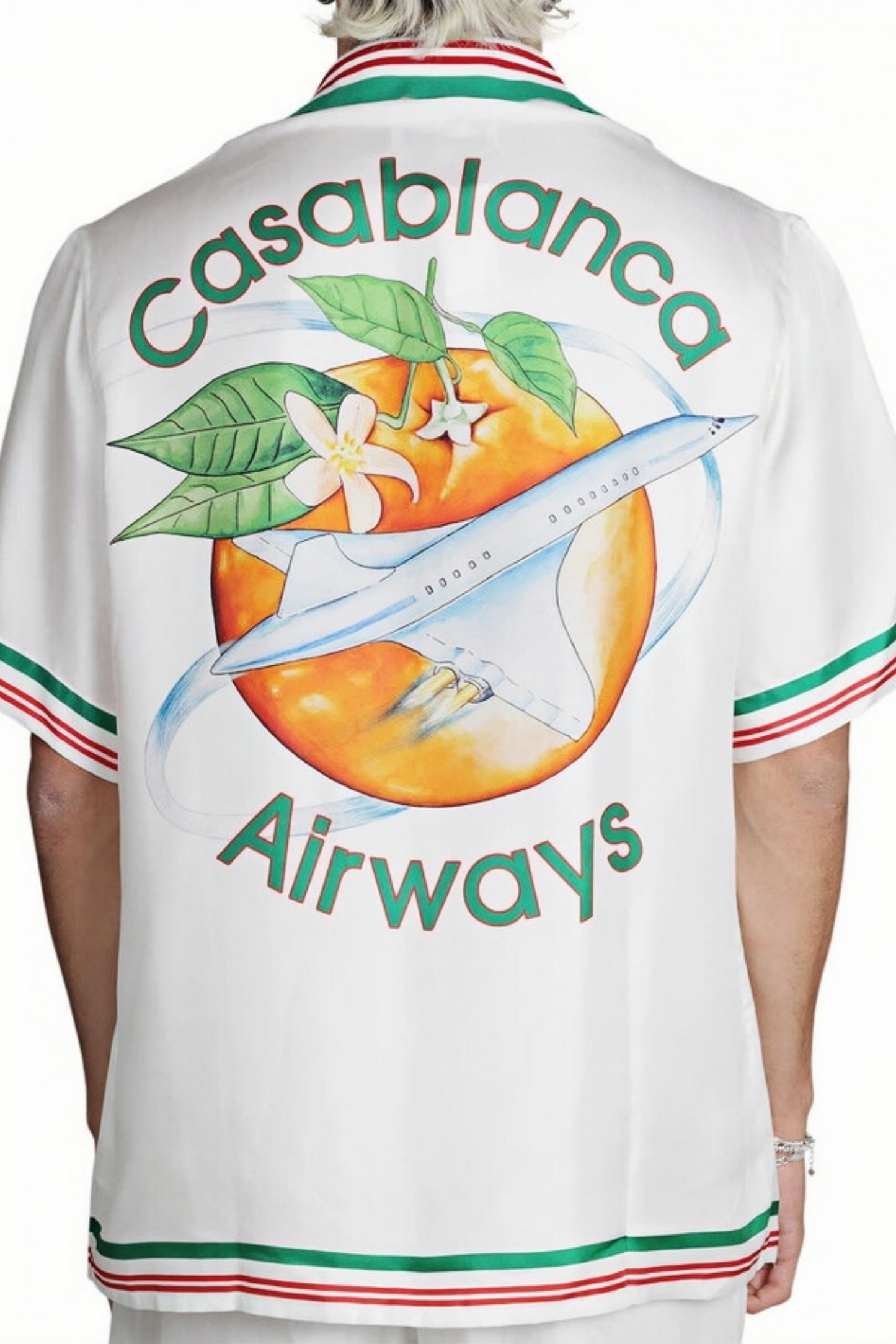 Hugo white airplane fruit print short-sleeve shirt