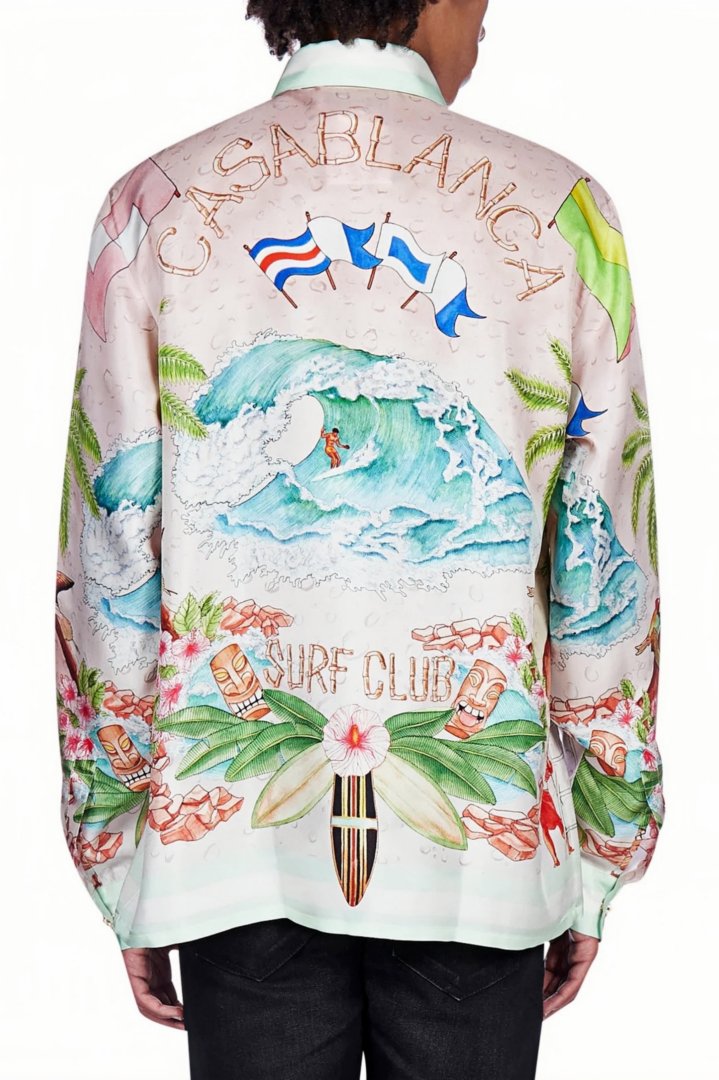 Cyprien pink pastel tropical print long-sleeve shirt