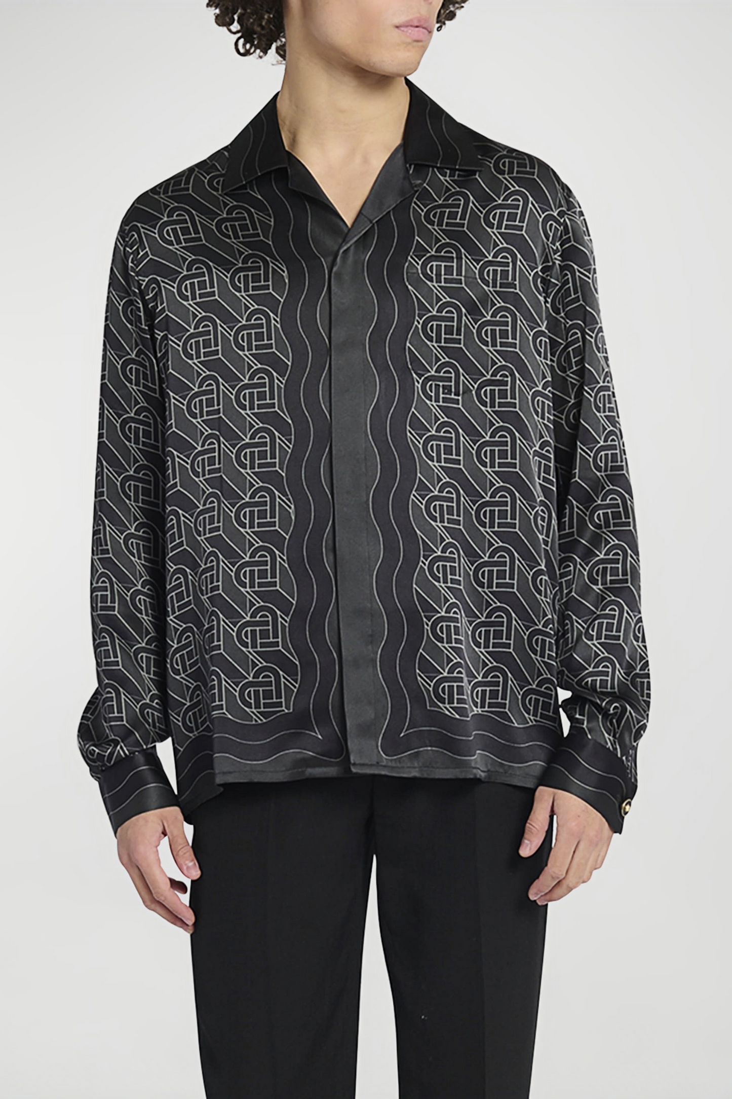 Roger black monogrammed long-sleeve shirt