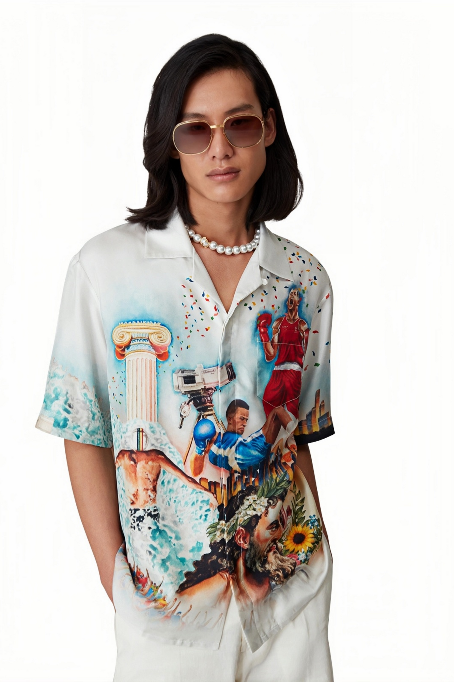 Sam white and colorful print short-sleeve shirt