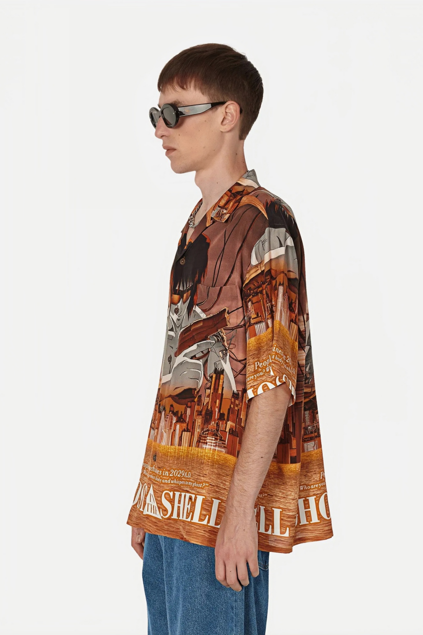 Irénée brown cyberpunk graphic short-sleeve shirt