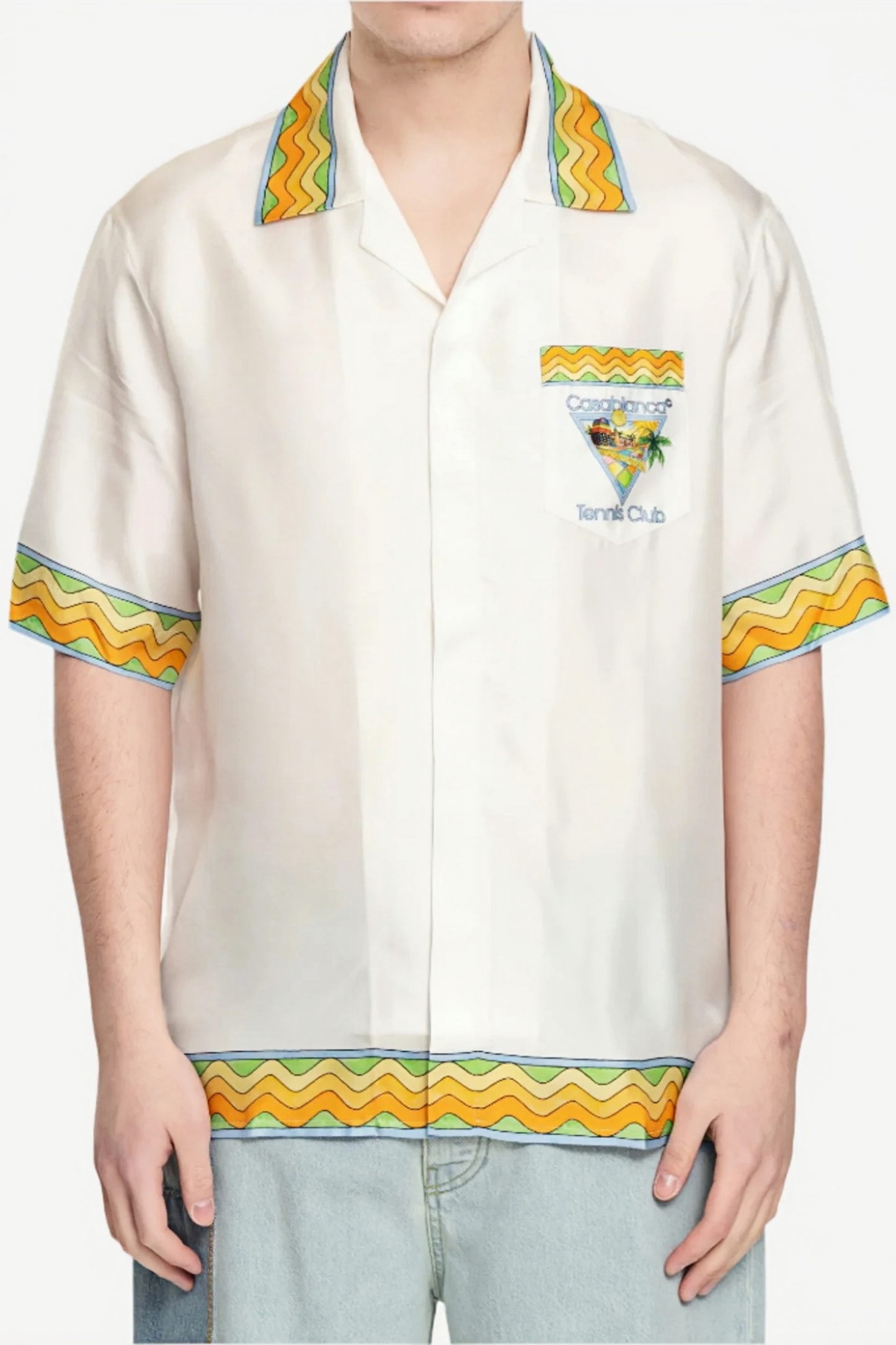 Brian white tennis and resort print short-sleeve shirt