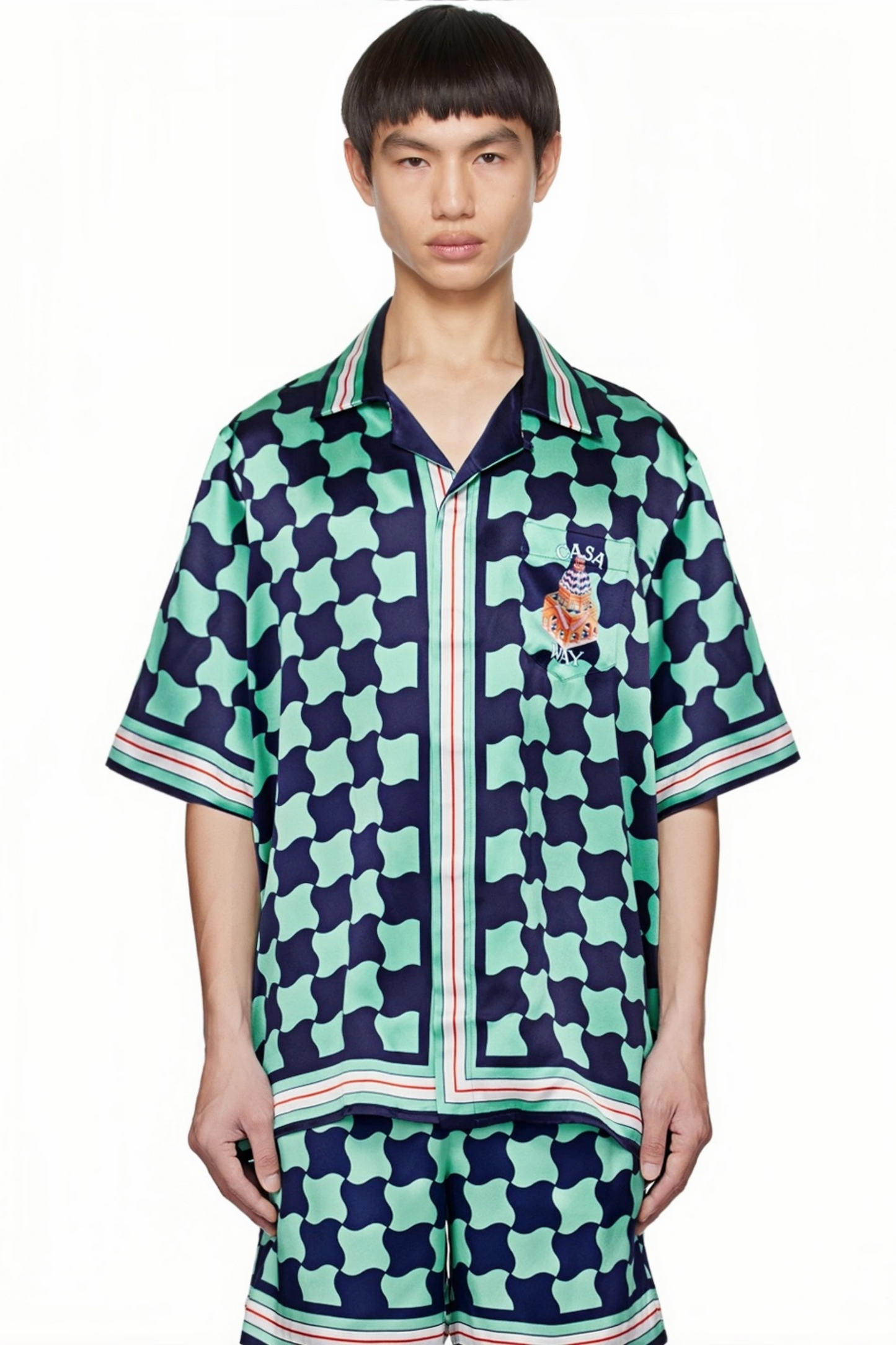 Marc green cloud print  short-sleeve shirt