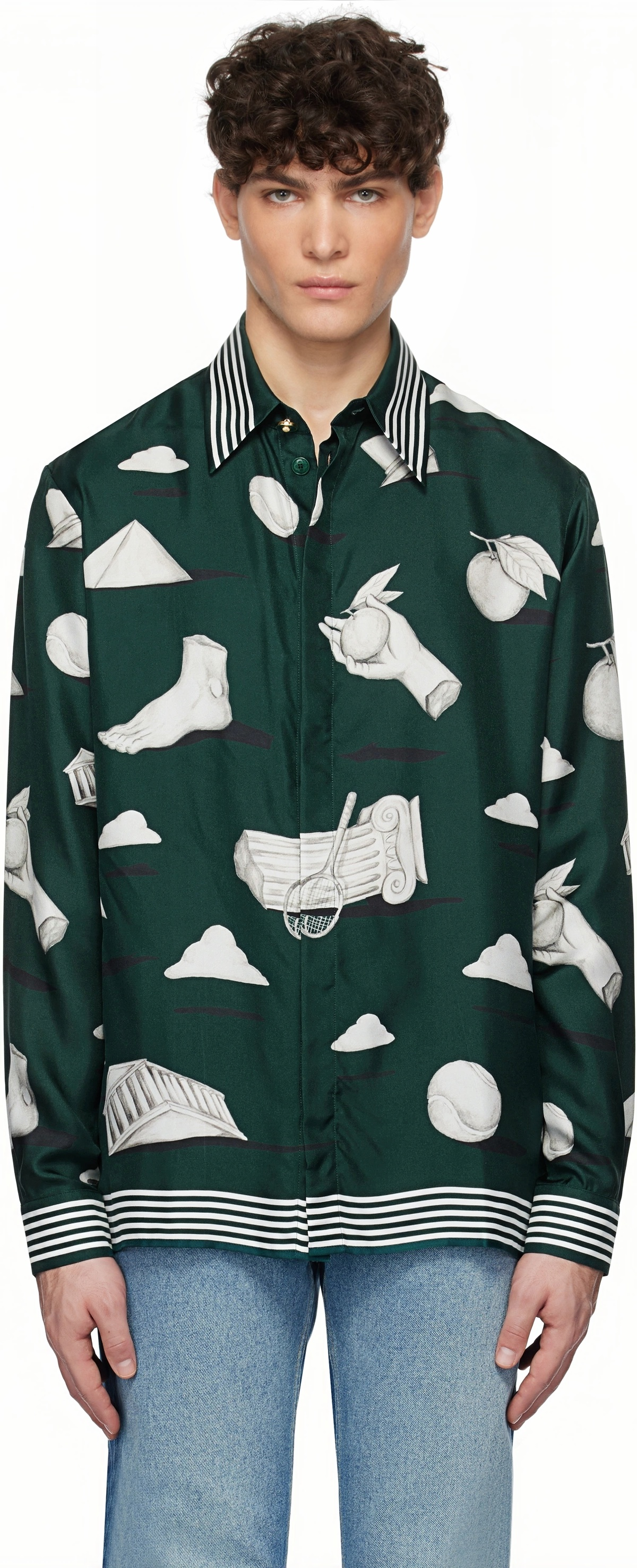 Thomas green sports print long-sleeve shirt