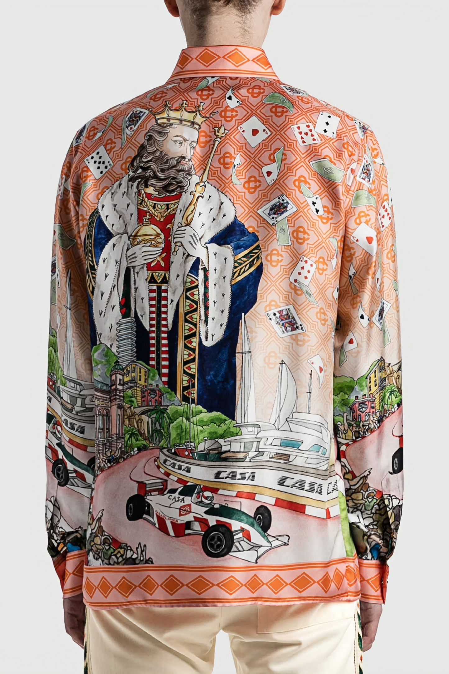 Lucas orange illustrated mansion long-sleeve shirt