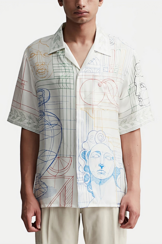 Joshua white abstract sketch print short-sleeve shirt