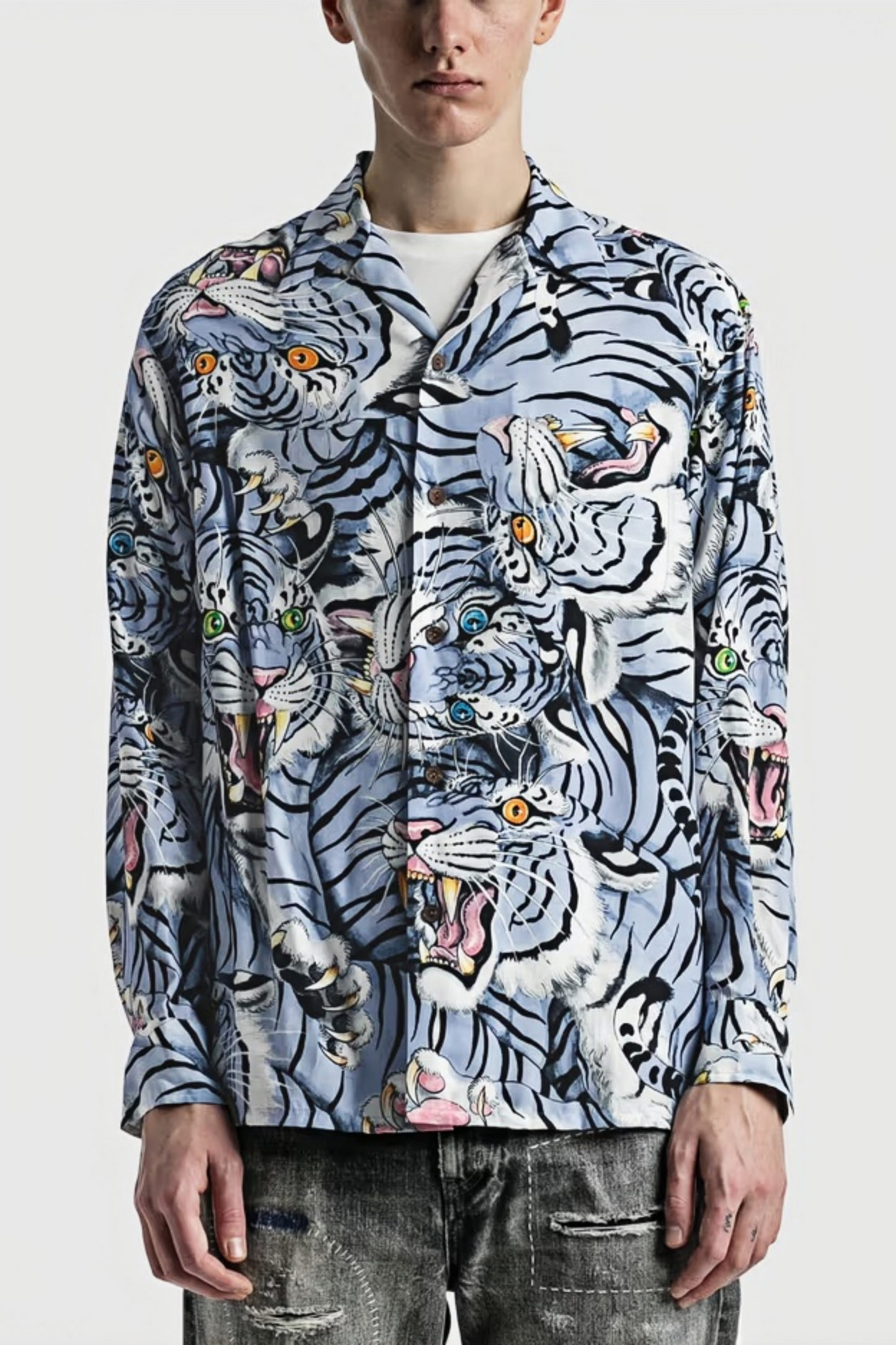 Hippolyte blue tiger print long-sleeve shirt