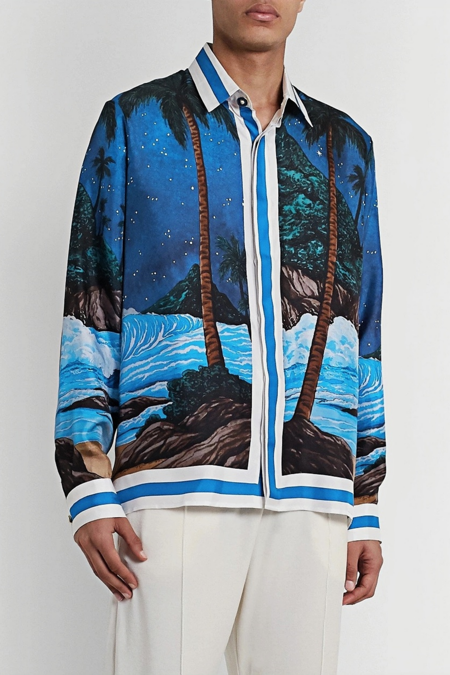 قميص أزرق طويل الأكمام من Alain blue ocean night sky