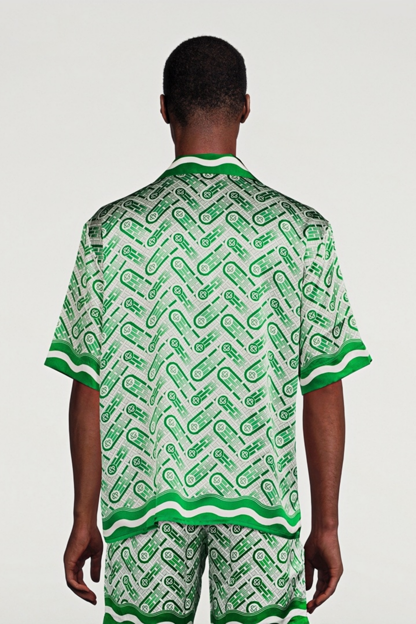 Charles green wave print short-sleeve shirt