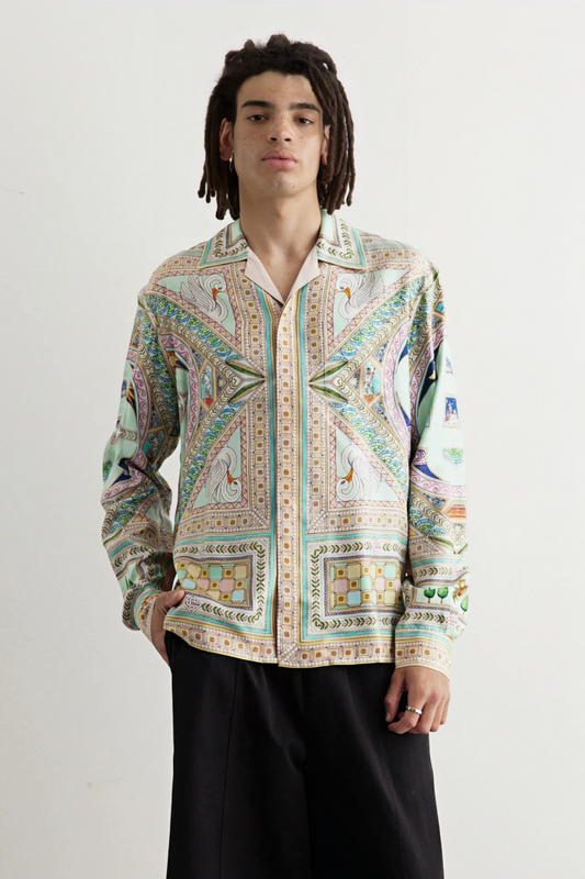 Nolan green mythological print long-sleeve shirt