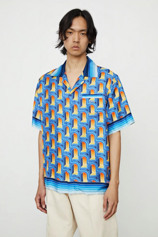 Nathan blue zigzag short-sleeve shirt