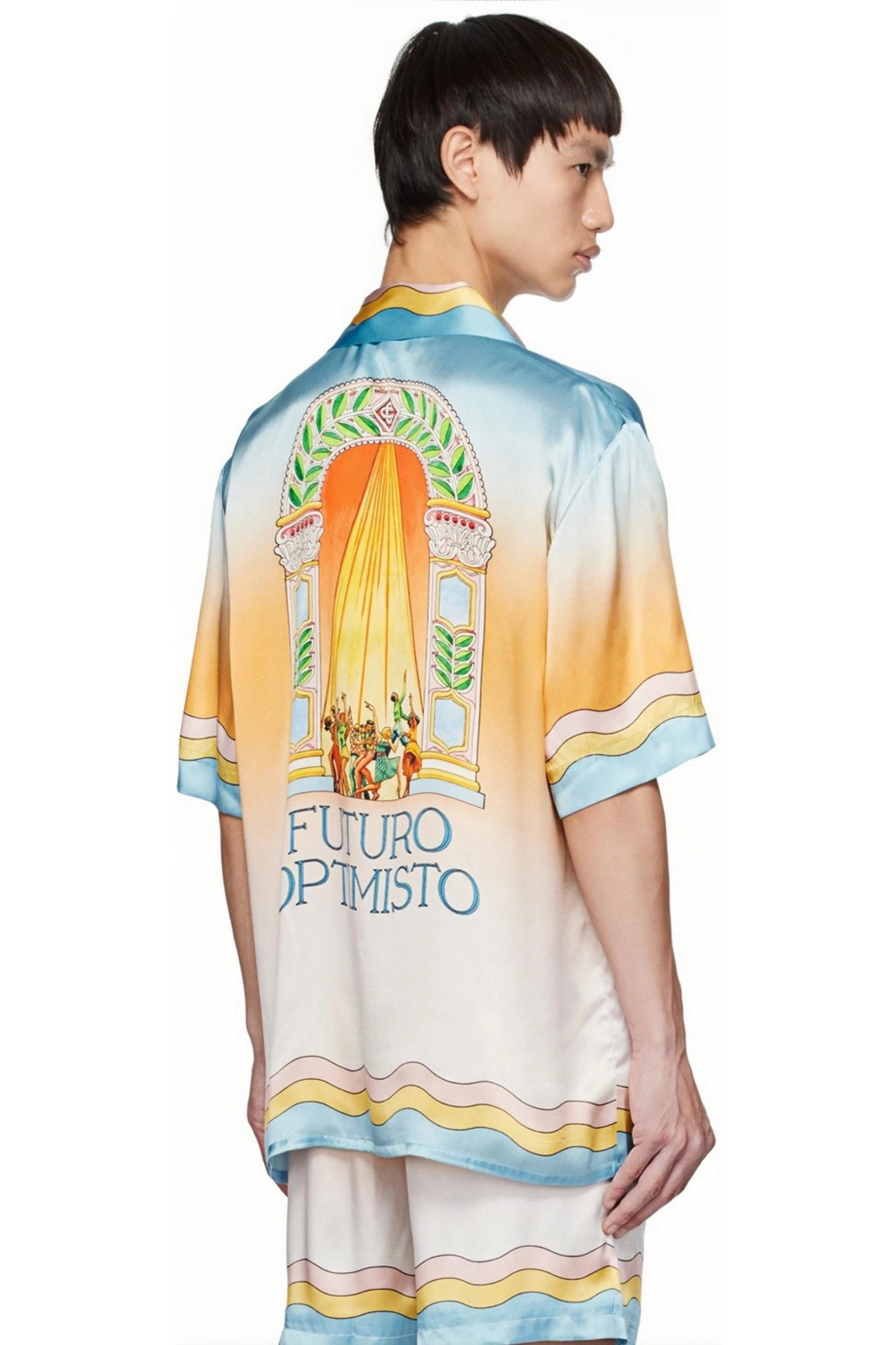 Didier yellow gradient wavy short-sleeve shirt