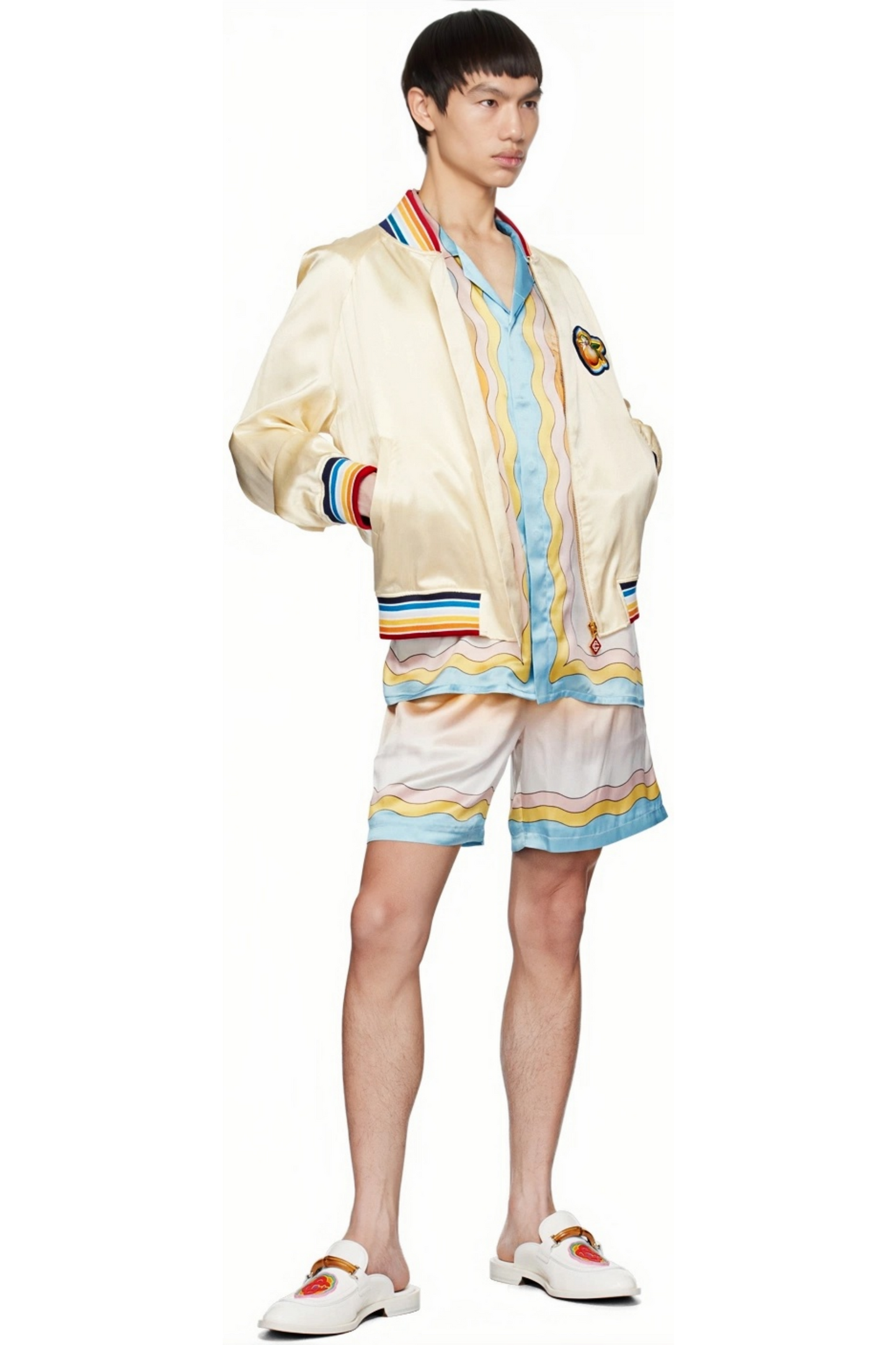 Didier yellow gradient wavy short-sleeve shirt