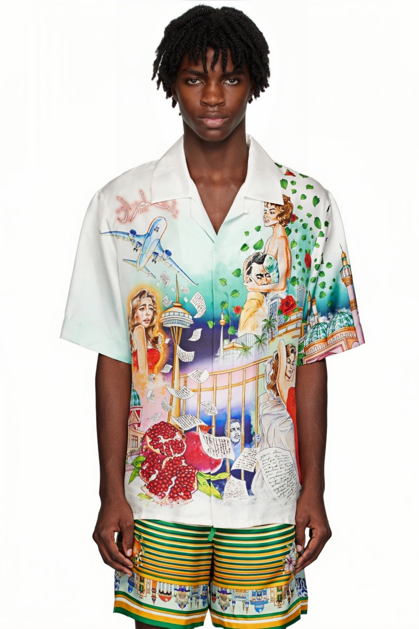 Chris white multicolor pop art short-sleeve shirt