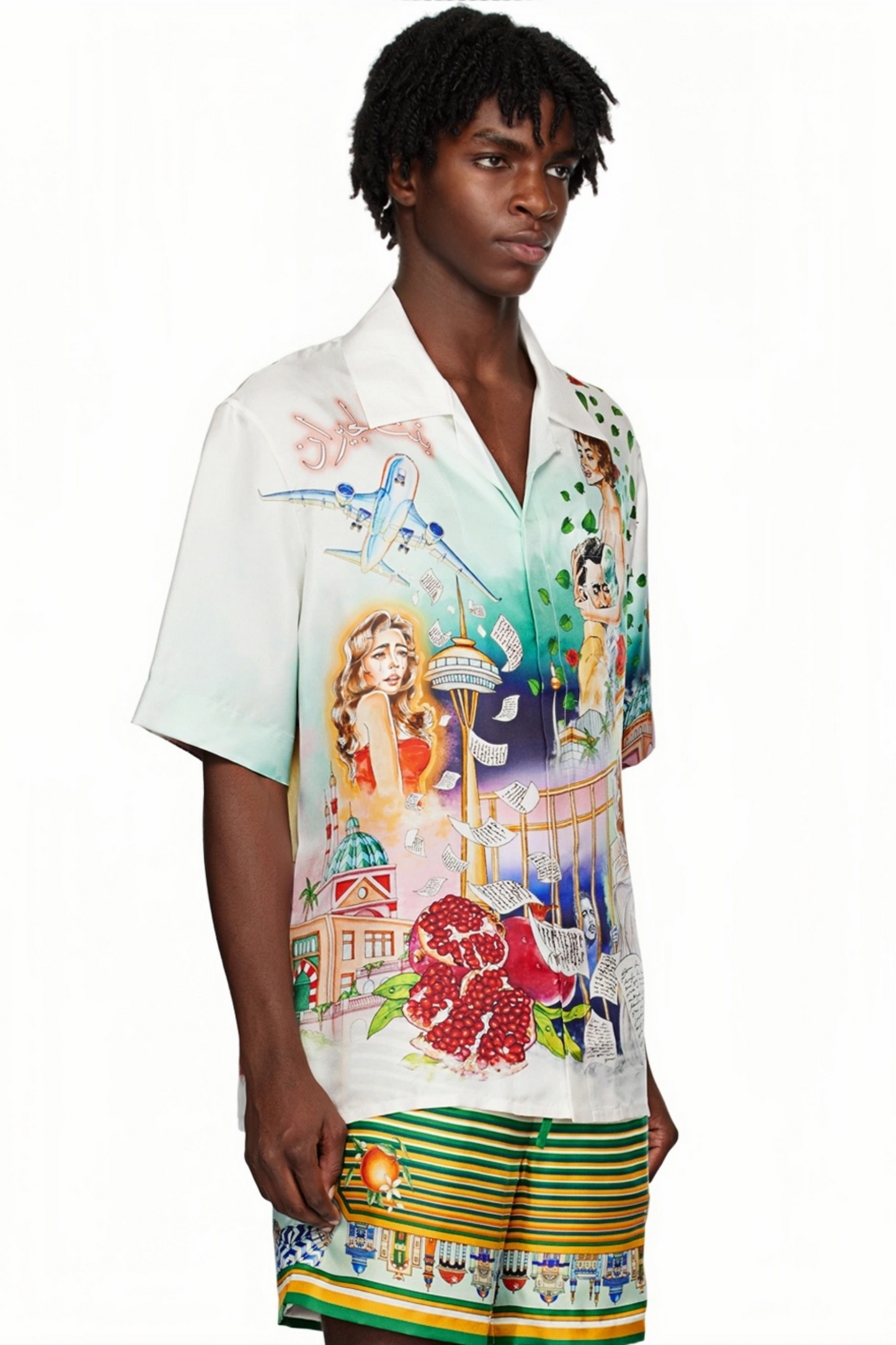 Chris white multicolor pop art short-sleeve shirt