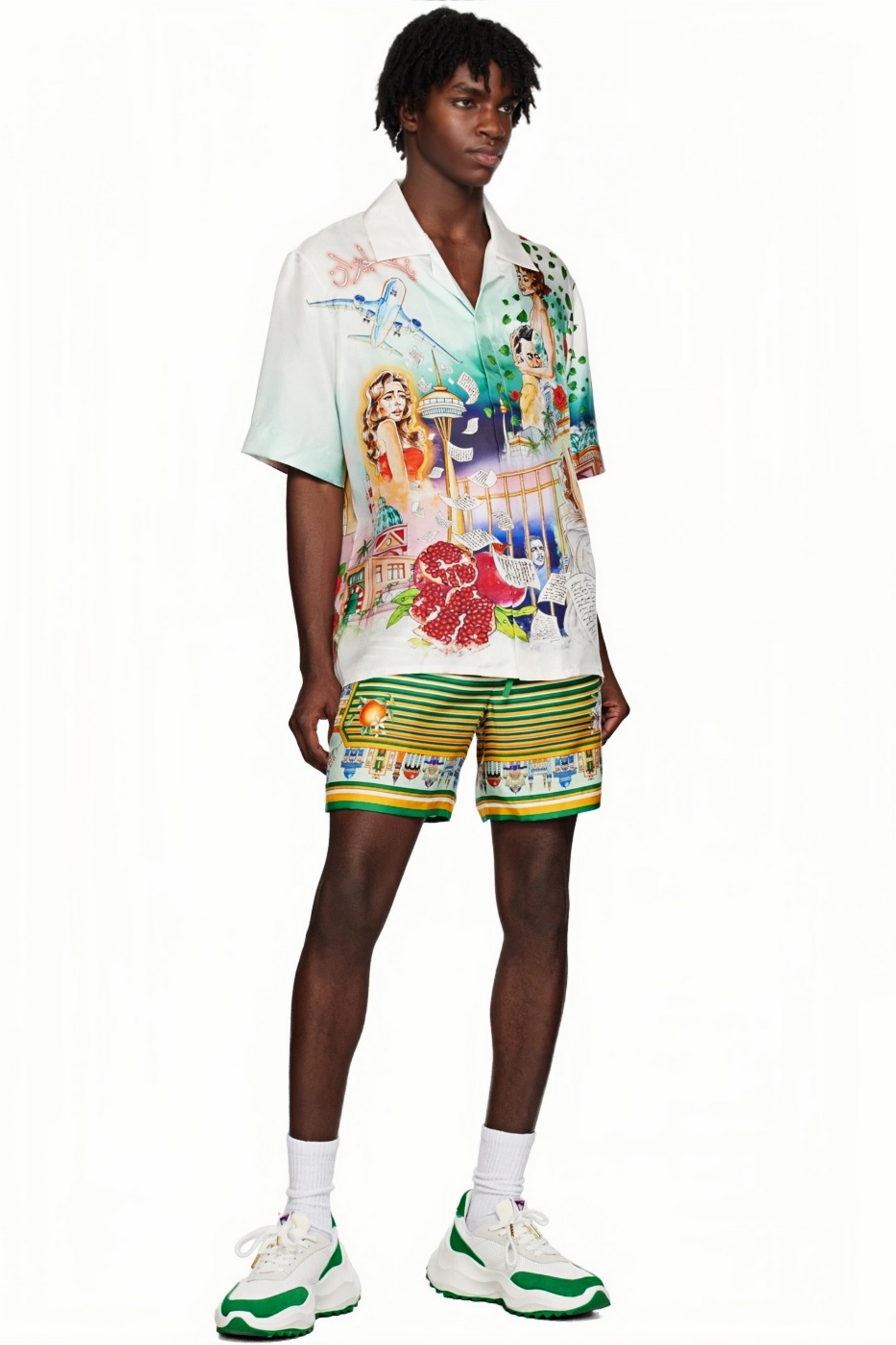 Chris white multicolor pop art short-sleeve shirt
