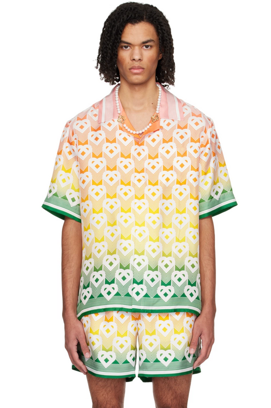 قميص ألكسندر أصفر هندسي بأكمام قصيرة