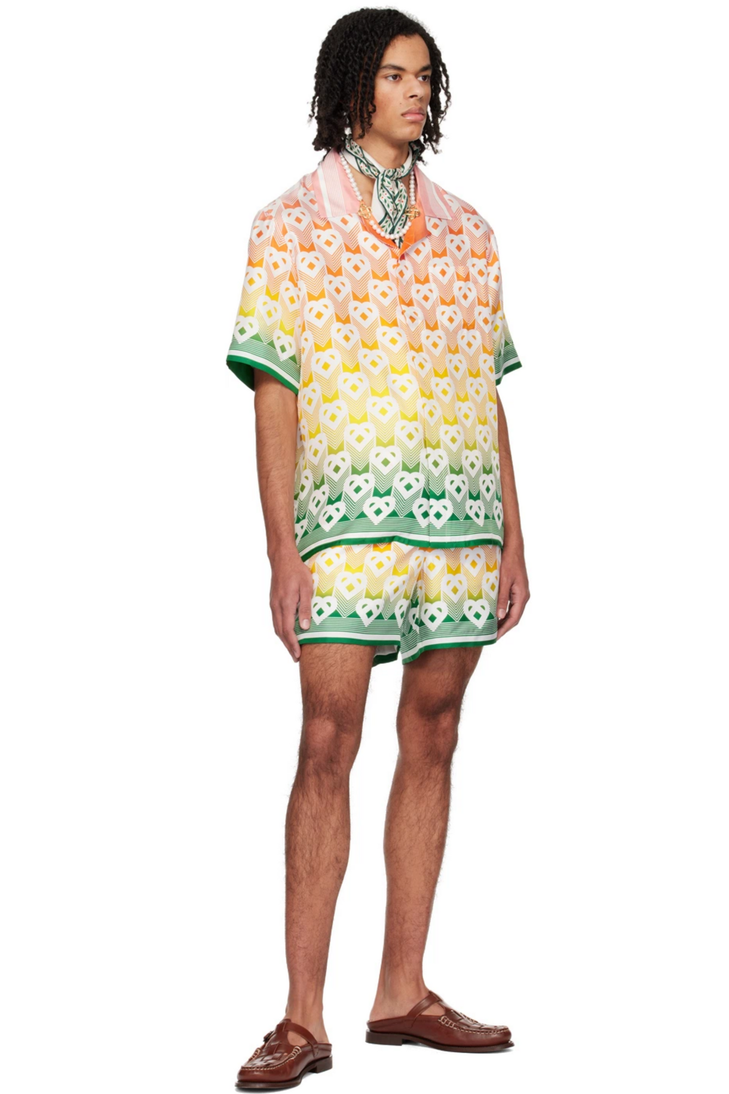 قميص ألكسندر أصفر هندسي بأكمام قصيرة