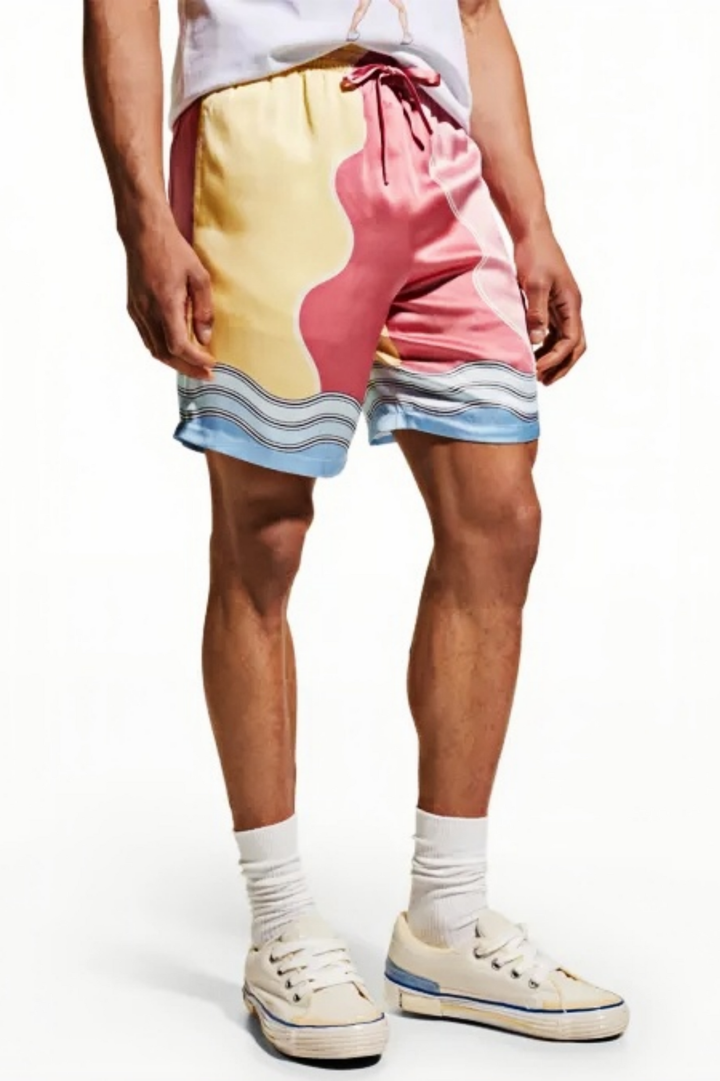 Luke pink wave color block short