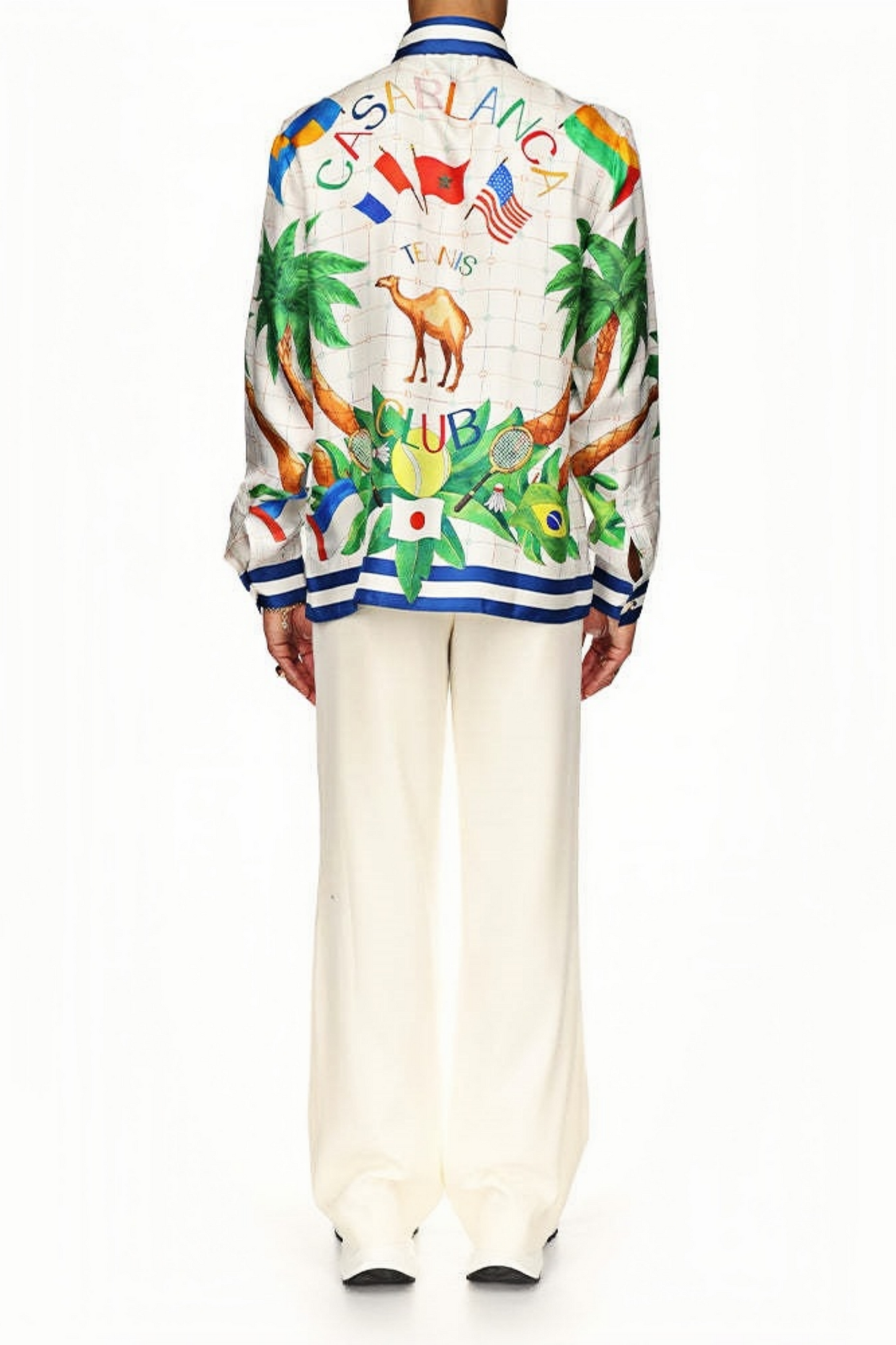 Reuben white palm long-sleeve shirt