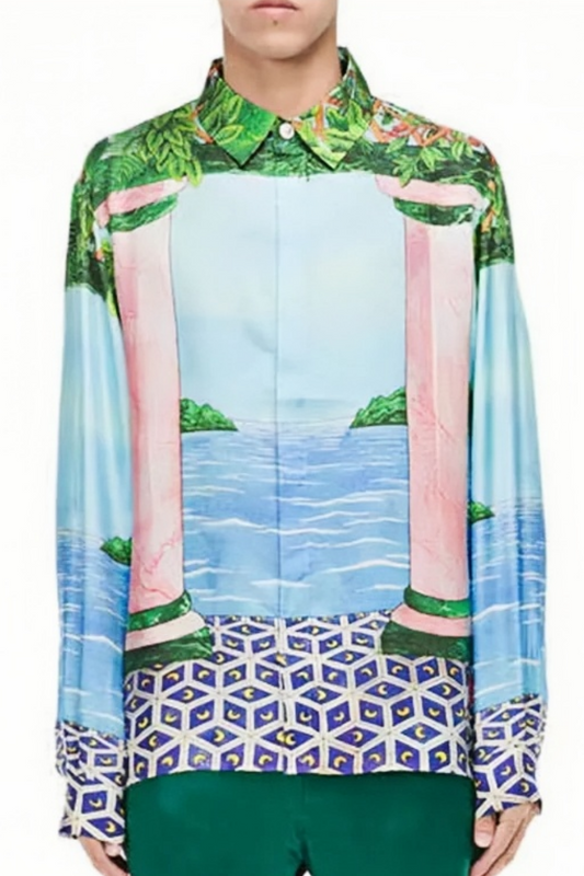 Léopold blue ocean view long-sleeve shirt
