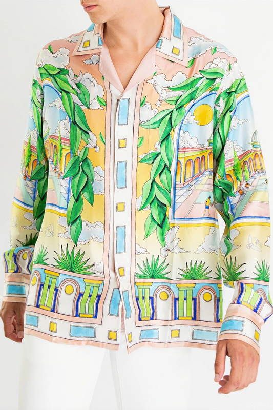 Finley pink cityscape long-sleeve shirt