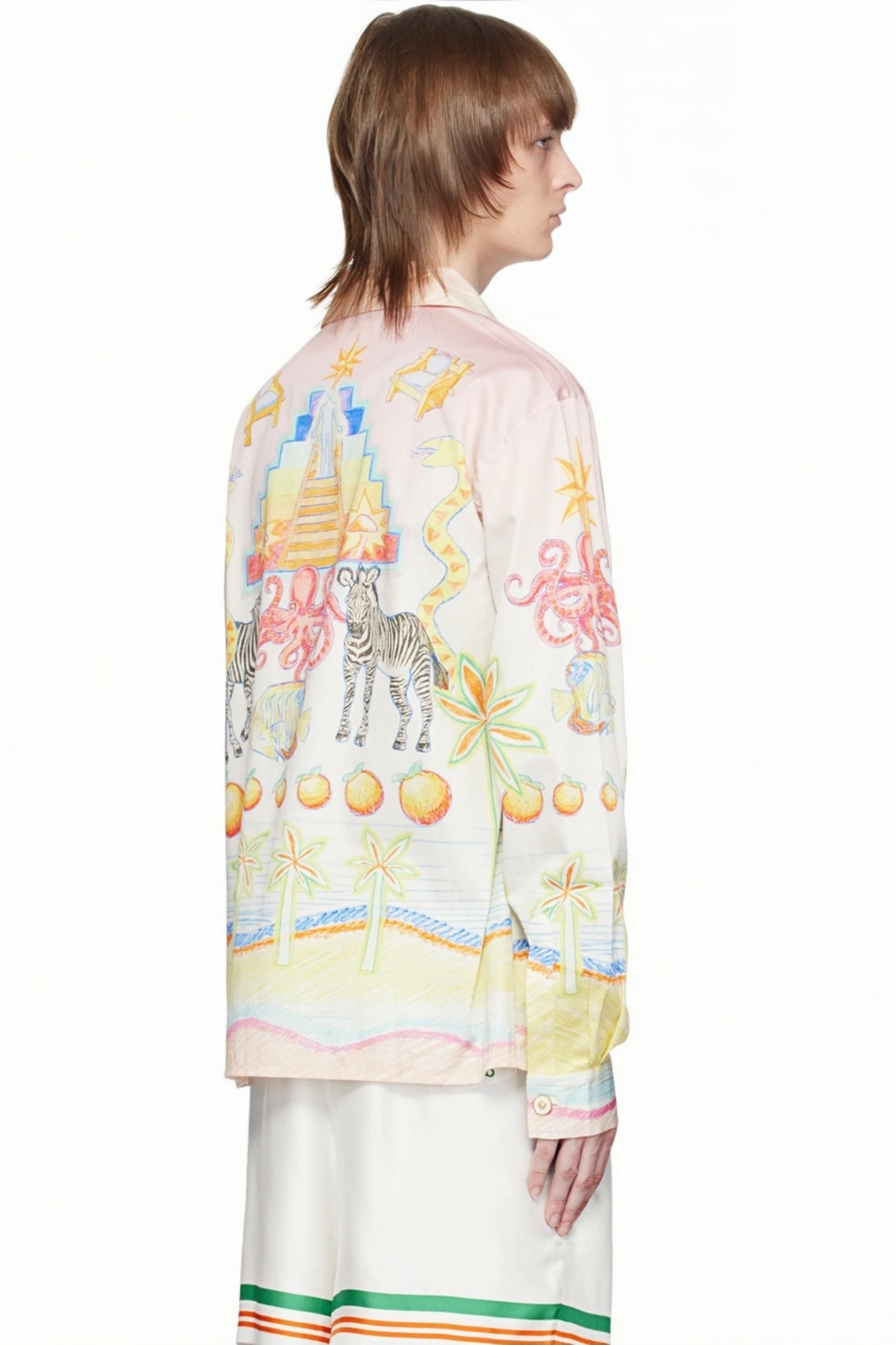 Brian pink multicolored print long-sleeve shirt