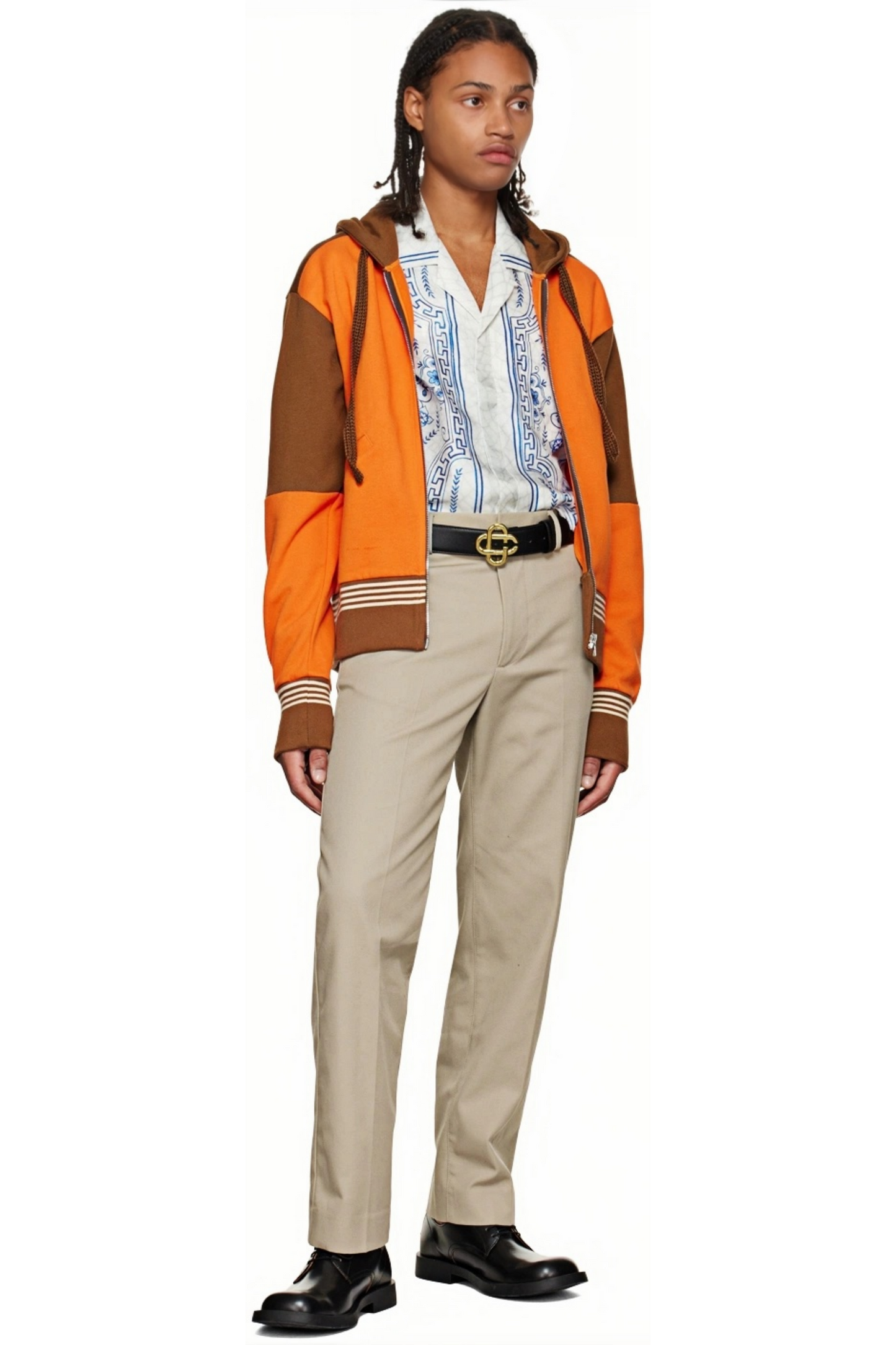 Elie blue porcelain print long-sleeve shirt