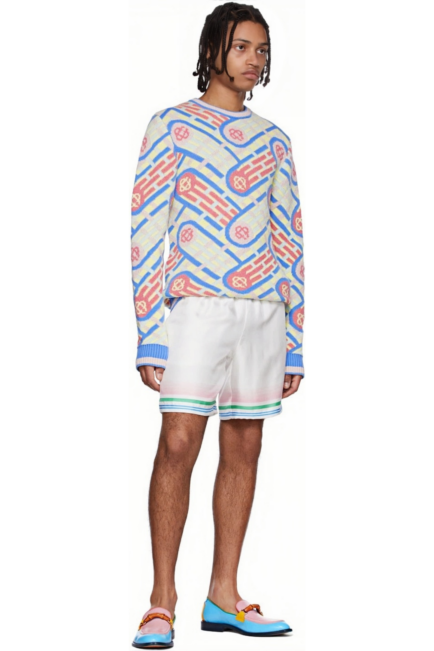 César white striped trim short